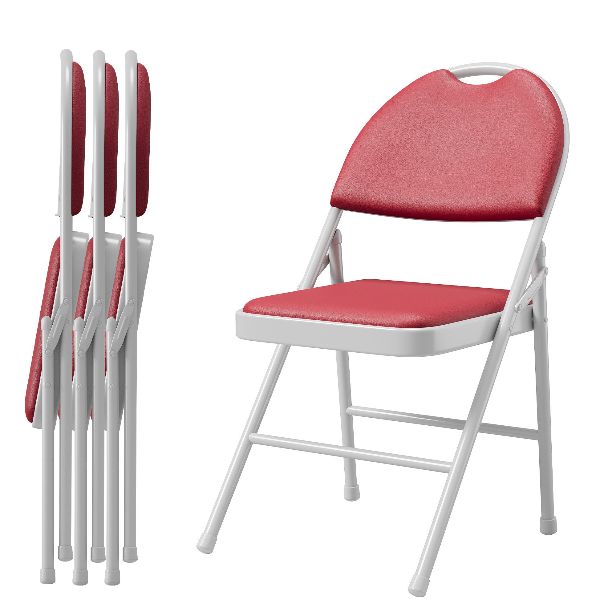 GarveeMore Klappstuhl 4/6er Set PU Gästestuhl Campingstuhl Gartenstuhl mit Metallrahmen (4 St)