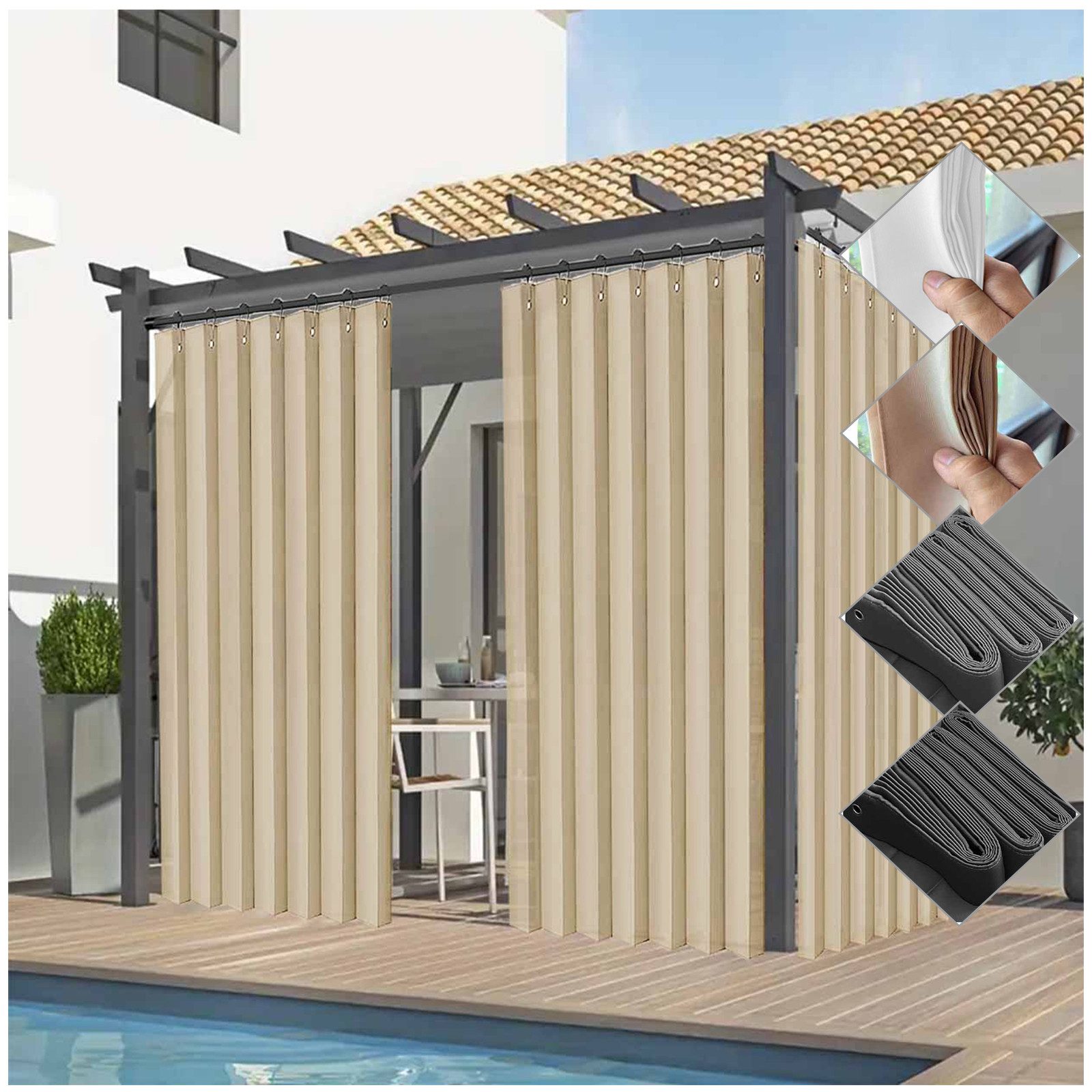 Jibenhome Outdoorvorhang Sichtschutz Vorhang Raumteiler, Wasserdicht günstig online kaufen