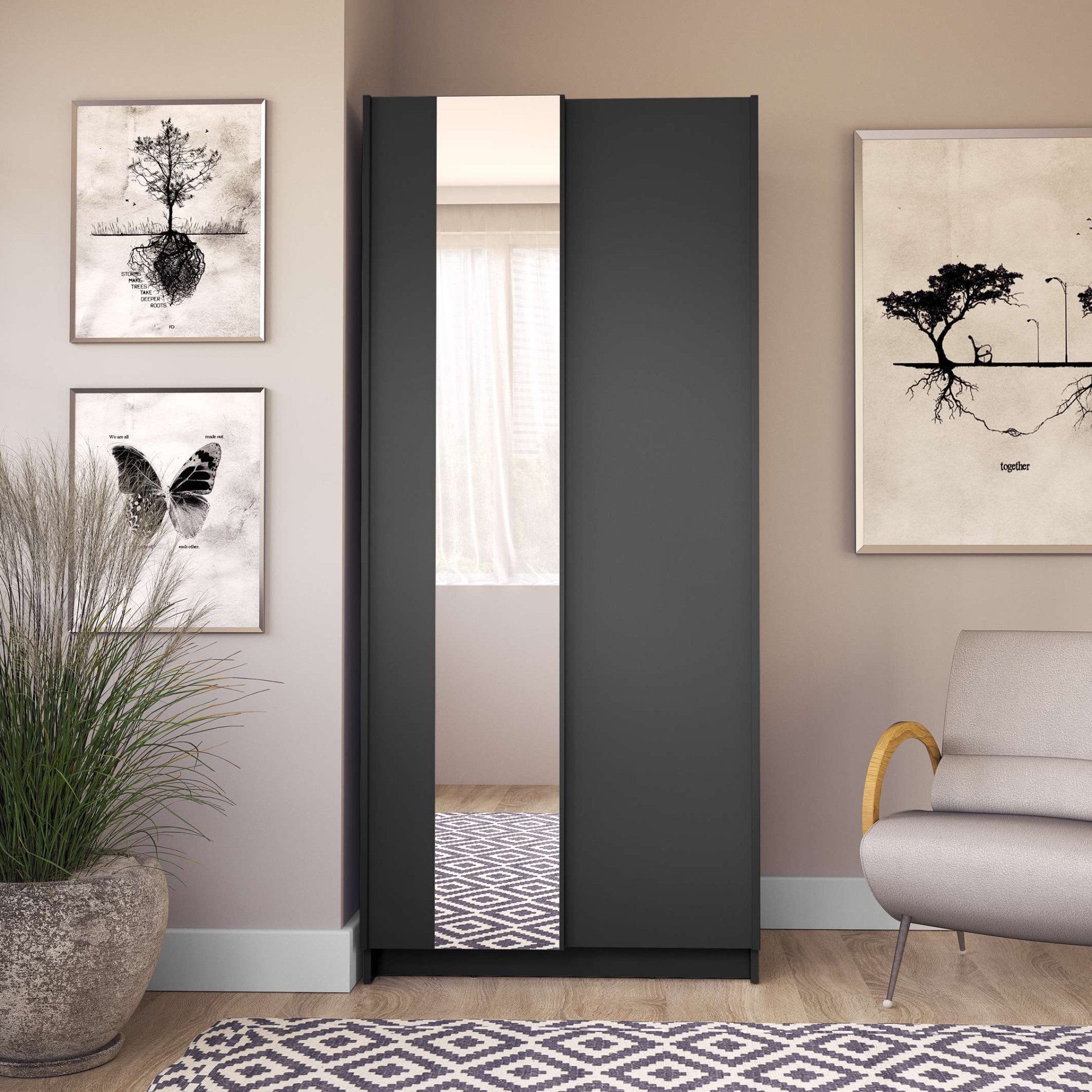 Home affaire Kleiderschrank Hildreth, Wäscheschrank, Schwebetüren, Versand nur 4,95€! mit Spiegel, FSC®-zertifizierter Holzwerkstoff, in 3 Breiten