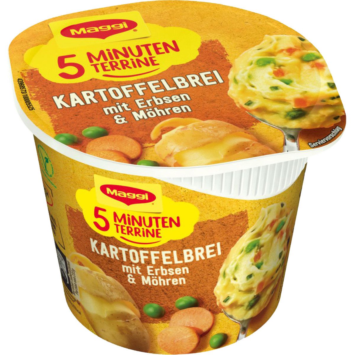 MAGGI Fertiggericht, Maggi 5 Minuten Terrine Kartoffelbrei mit Erbsen und Möhren 43g