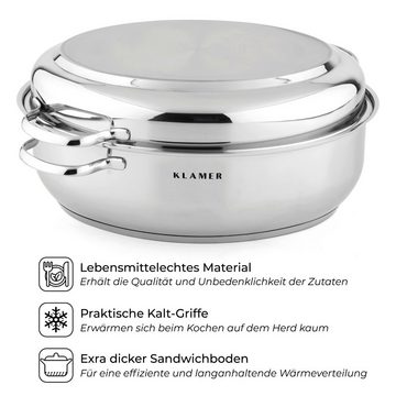 KLAMER Bräter KLAMER Bräter mit Deckel 38 cm, backofengeeignet, 8,5L XXL Bräter mit…