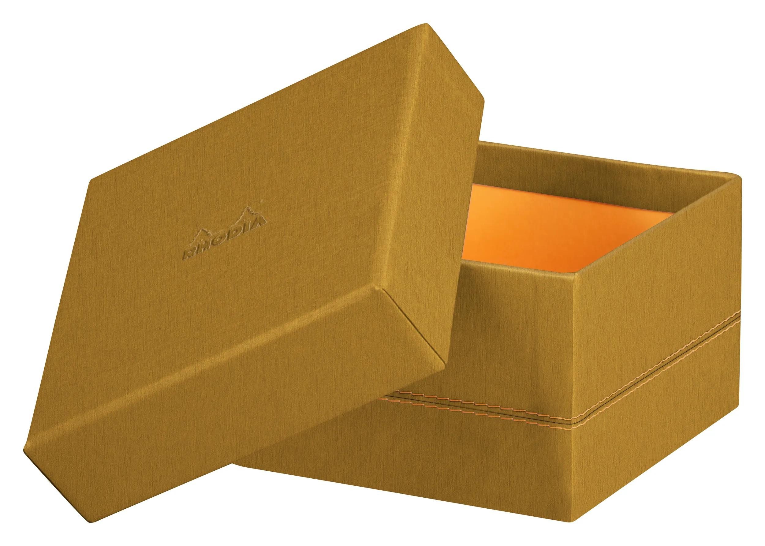 Rhodia Aufbewahrungsbox Set 5 schachtelbaren Boxen Kunstleder 44x34x16cm Gold 194553C, Box-Set ineinander stapelbar
