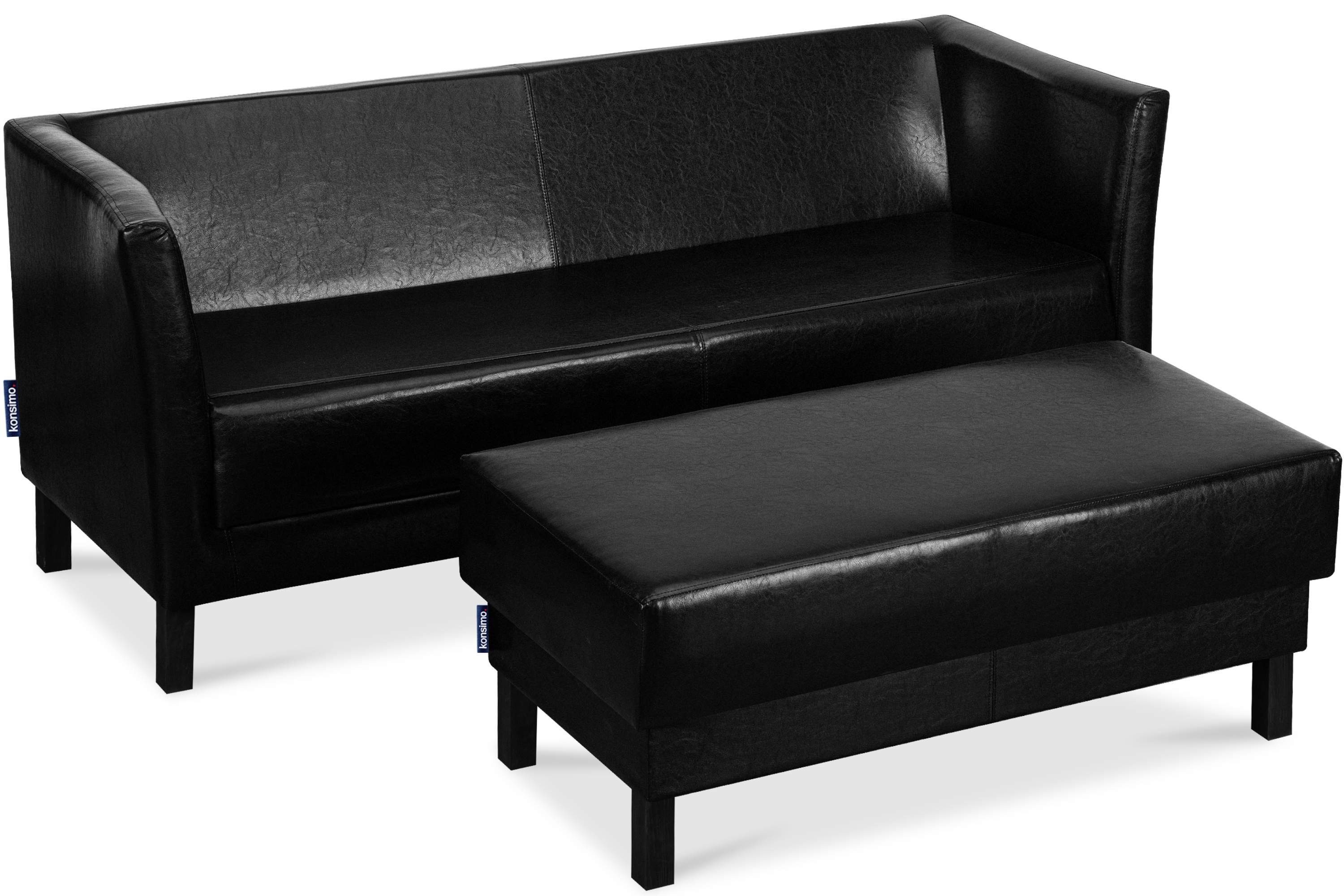Konsimo Rückenlehne, | Kunstleder Sofa 1 hohe 3 hohe weiche Beine, schwarz Sitzfläche schwarz ESPECTO Teile, Sofa und Sitzer,