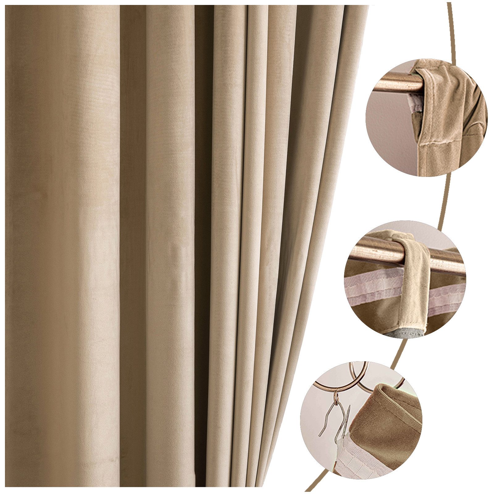Jibenhome Vorhang Verdunklungsvorhang Blickdicht Samtvorhang Kräuselband St günstig online kaufen