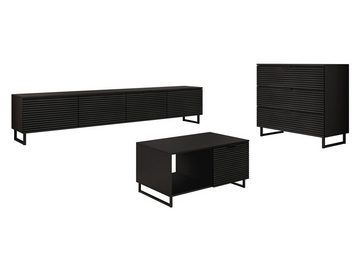 MIRJAN24 Wohnzimmer-Set Delino I, (3er-Set, Kommode, TV-Lowboard, Couchtisch), Metallgriffe in der Farbe schwarz