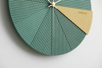 ONZENO Wanduhr THE TURQUOISE DEER. 40x47x1.8 cm (handgefertigte Design-Uhr)