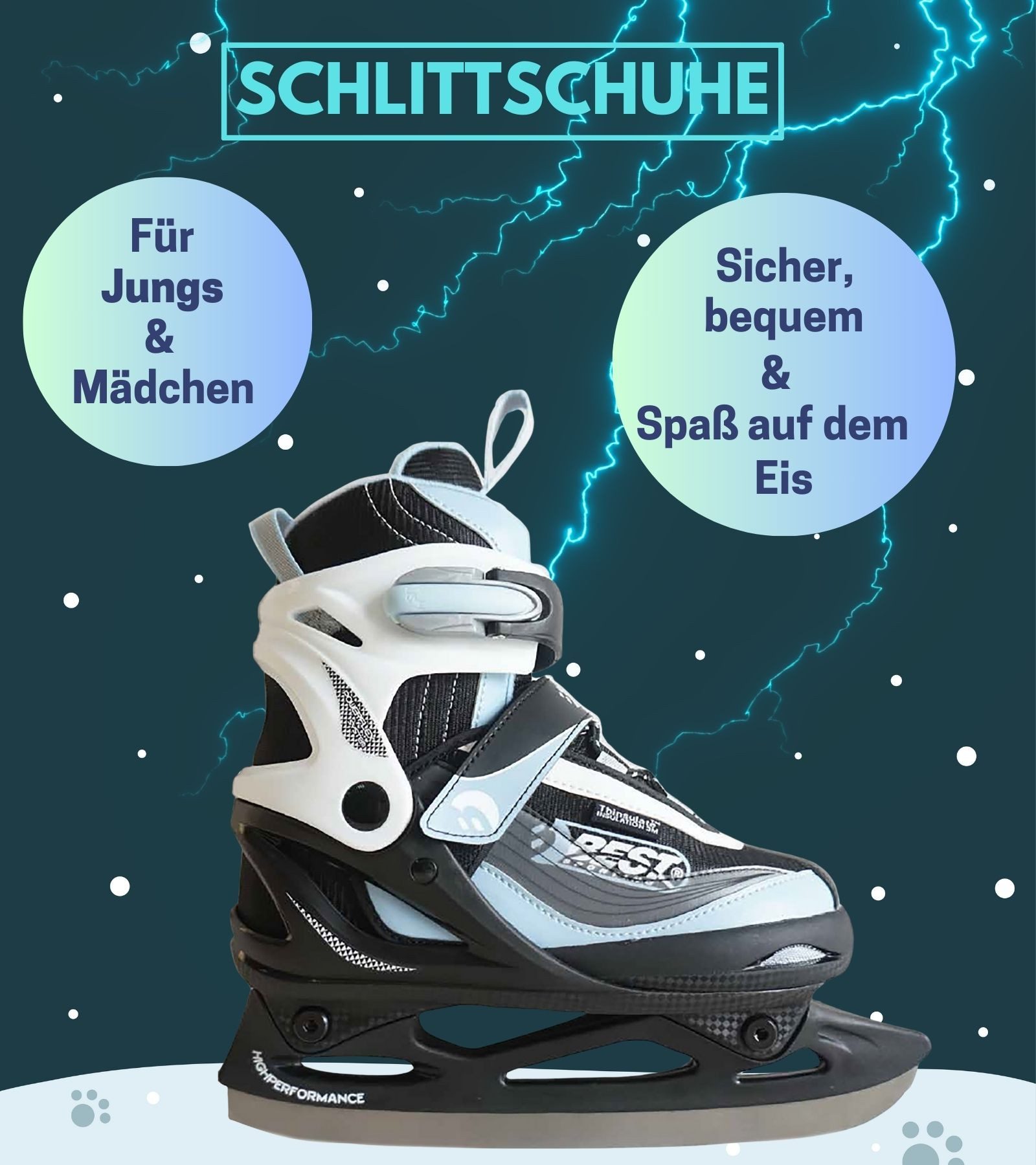 Best Sporting Schlittschuhe Verstellbare Schlittschuhe, Ice Skates I Eislaufschuhe I schwarz/rot oder schwarz/blau