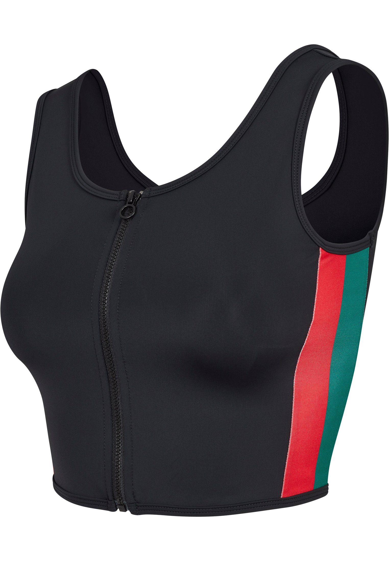 URBAN CLASSICS black/firered/green Stripe TB1895 Side Zip Tanktop