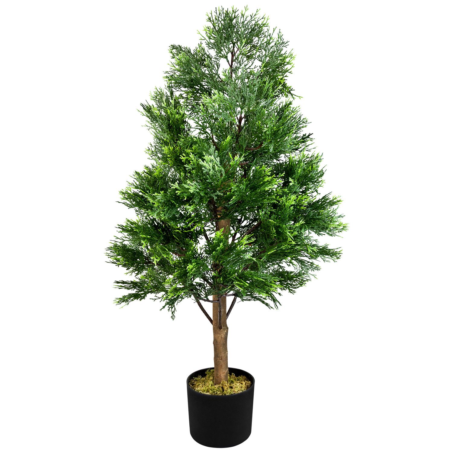 Kunstbaum Konifere Lebensbaum Kunstbaum Künstliche Pflanze mit Echtholz 90 cm Konifere, Decovego, Höhe 90 cm