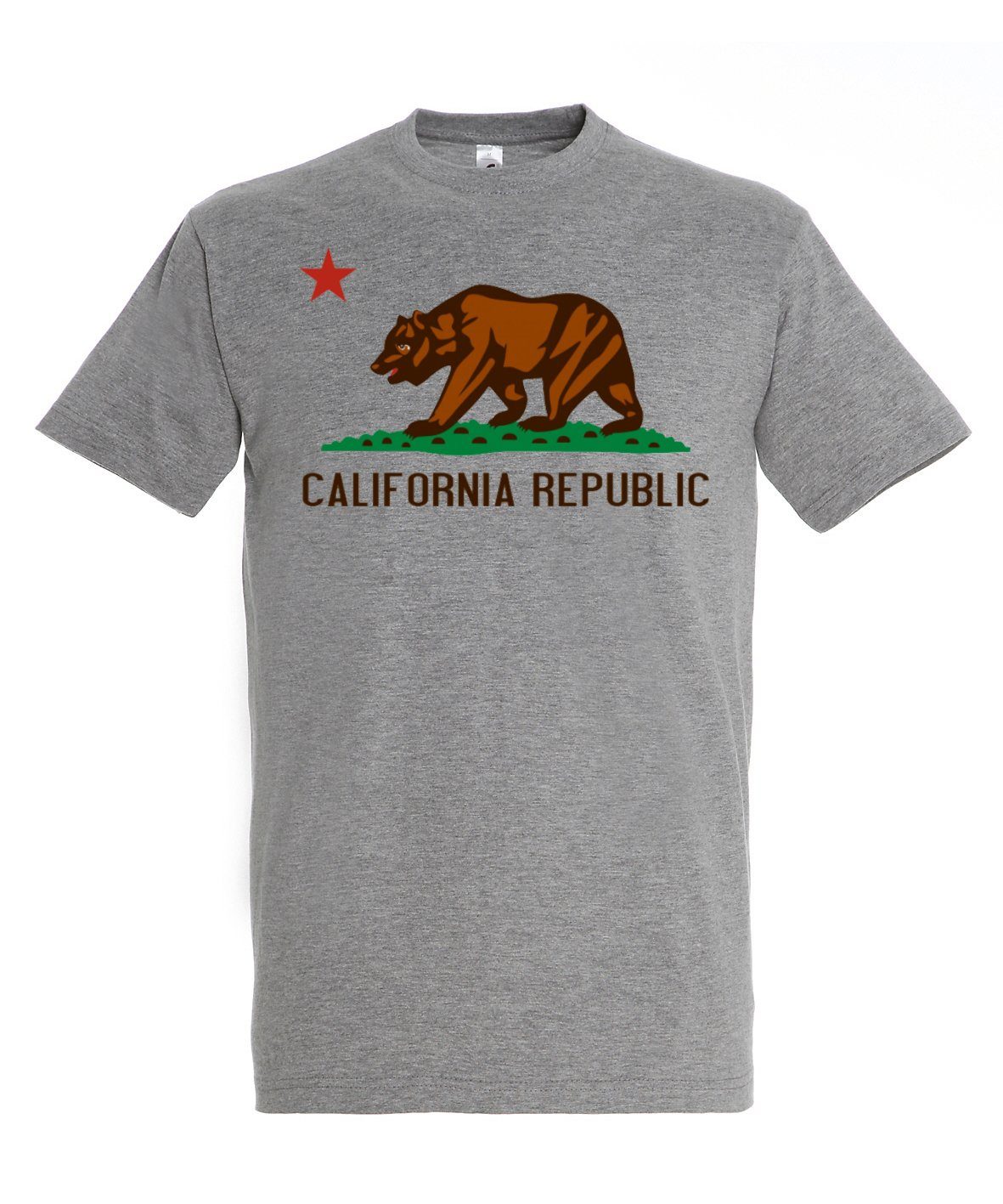 Youth Designz T-Shirt Frontprint California modischem Grau Tshirt Republic Herren mit