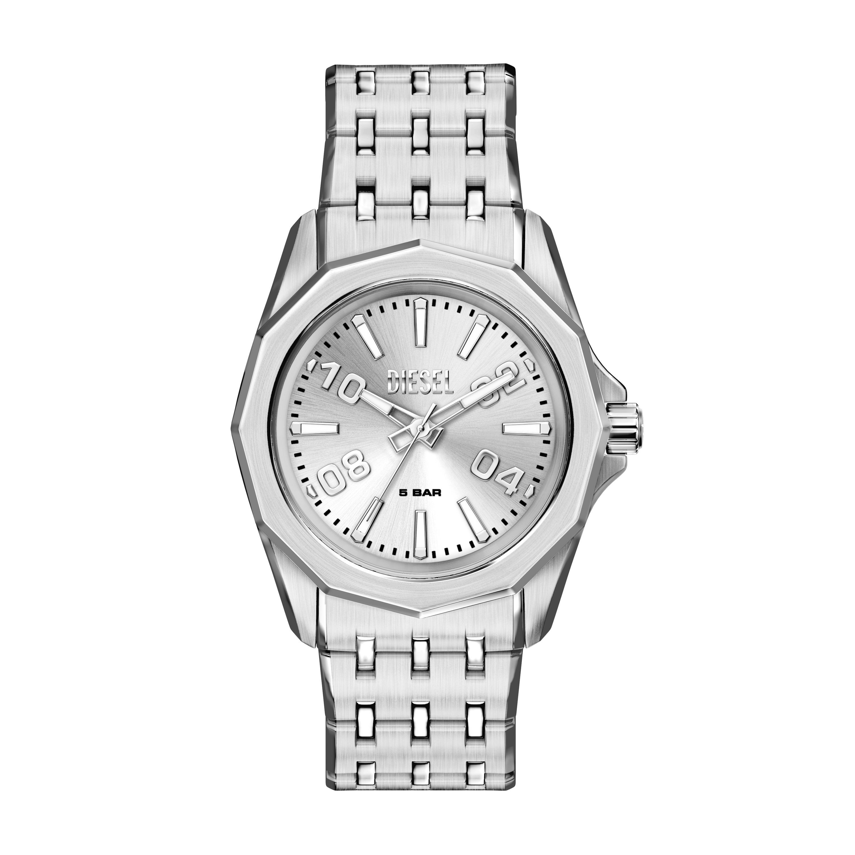 Diesel Quarzuhr Stinger 3-Hand DZ2236, Armbanduhr, Herrenuhr, Edelstahlarmband, analog