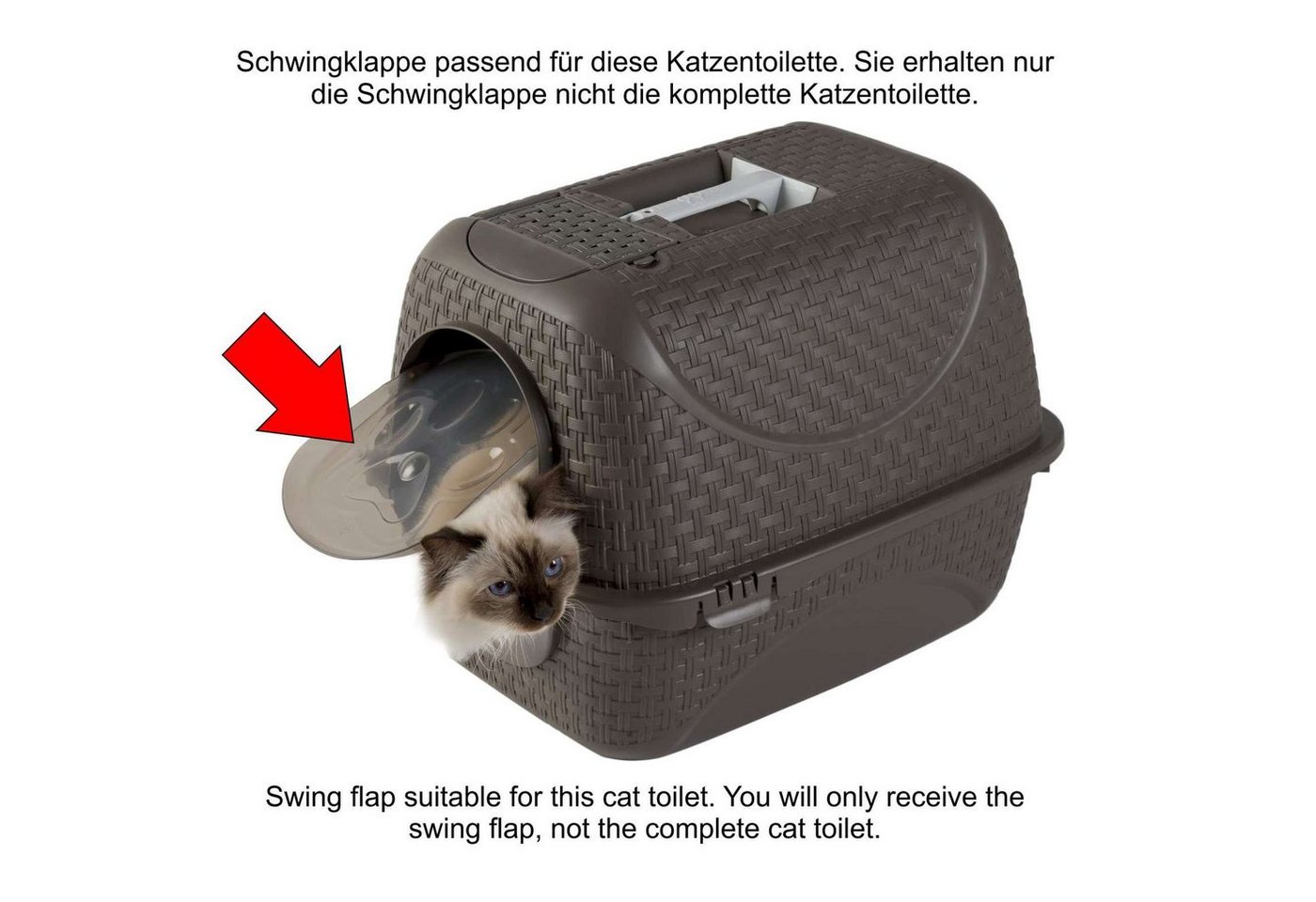 Thumbnail - PETGARD Katzentoilette Schwingklappe Ersatzteil für Haubentoilette in Rattan Optik, Haubentoilette mit Rattan Optik von ...