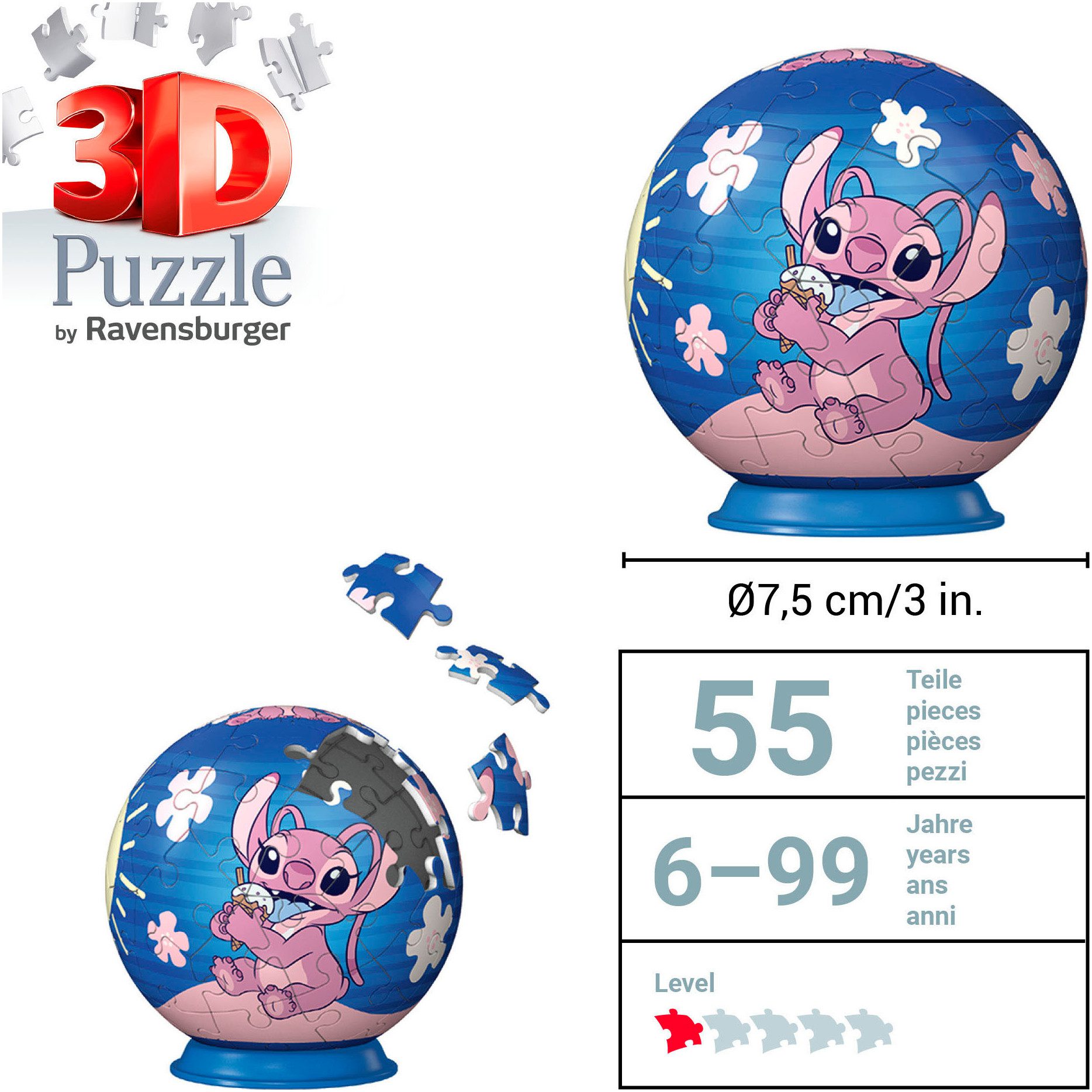 Ravensburger Puzzleball Disney Angel, 54 Puzzleteile, Made in Europe