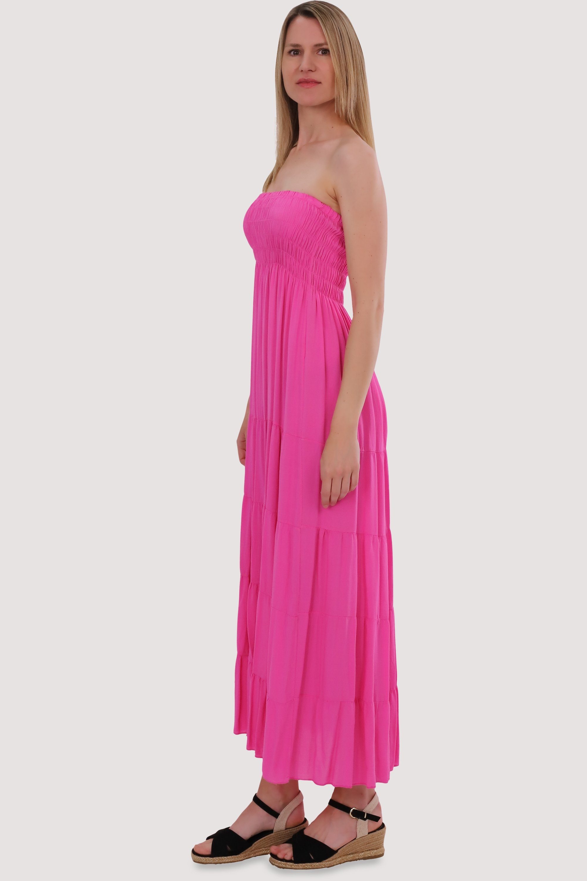 malito more than fashion Bandeaukleid Sommerkleid figurumspielendes Einheitsgröße rosa Strandkleid 4635