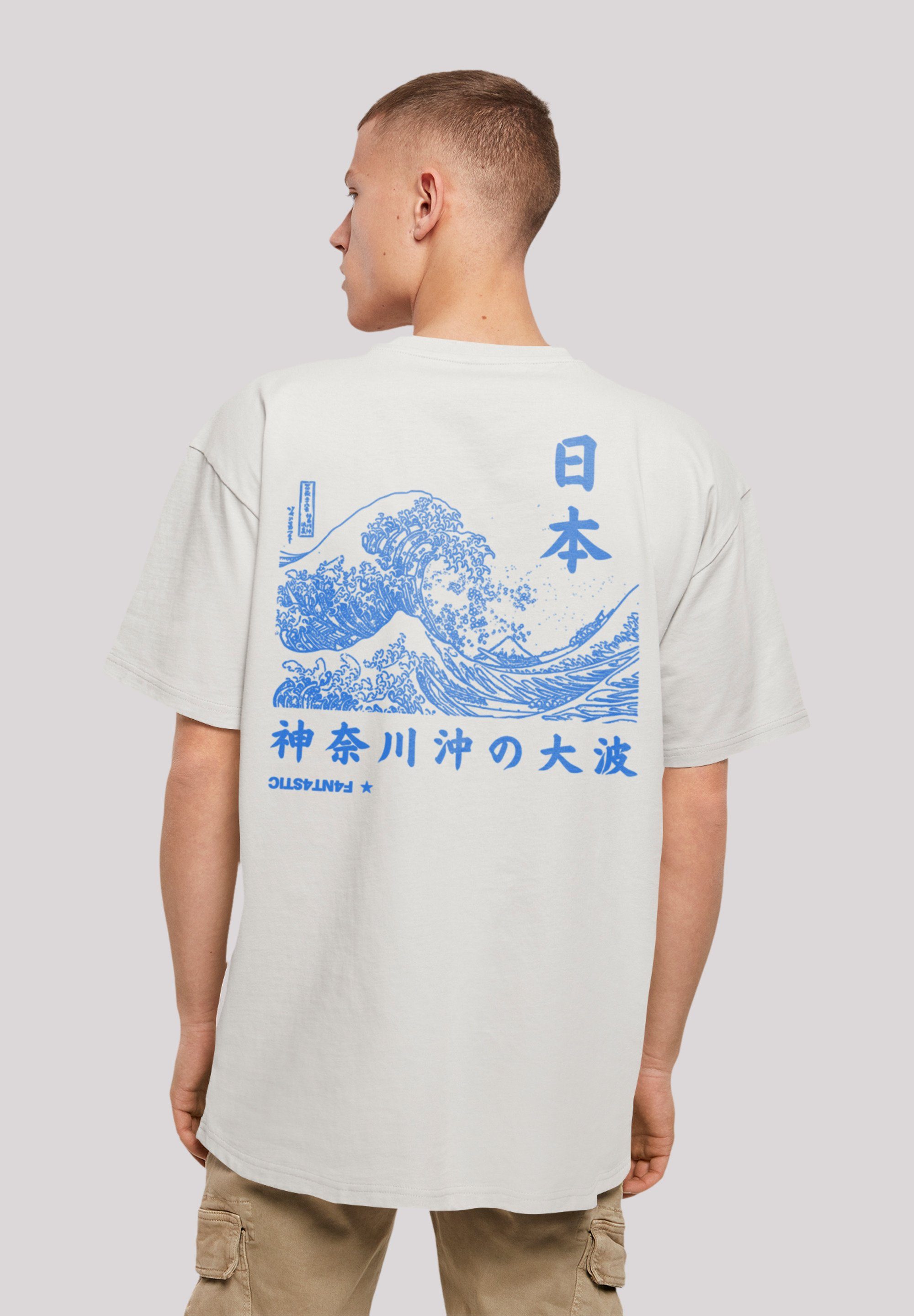F4NT4STIC T-Shirt Kanagawa Welle Print lightasphalt