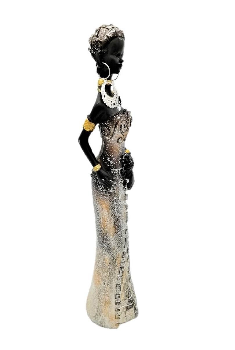 Geschenkestadl Afrikafigur Afrikanische Frau mit Wasserkrug Kunstfigur 24 cm Wohnkunst Deko (Spar-Set, 1 St., 1 Afrikanerin mit tollem Schmuck und Wasserkrug),  – Bild 5 von 5
