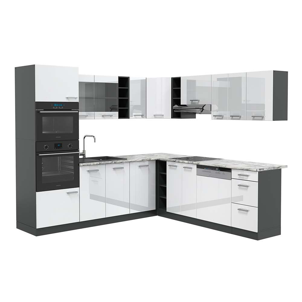 Vicco Küchenzeile R-Line, Bordeaux Hochglanz/Anthrazit, 240 günstig online kaufen