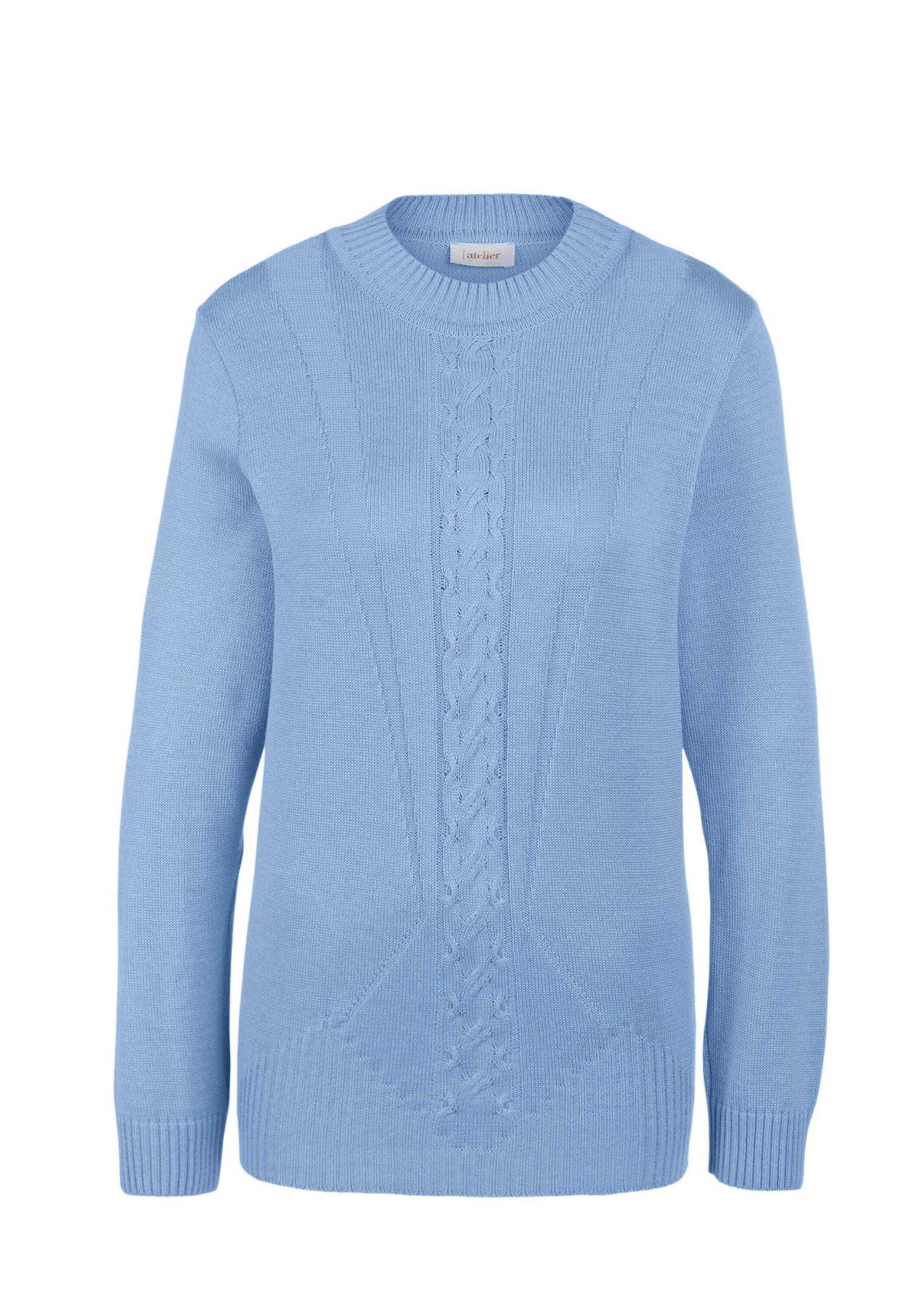 Strickpullover Stehkragenpullover im Zopfstrick