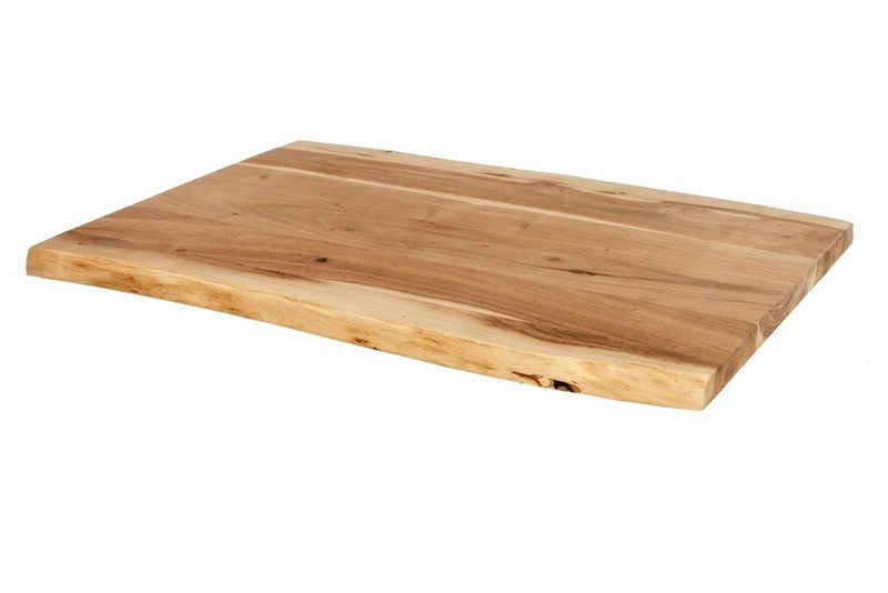 SAM® Tischplatte »Johannes«, aus Akazienholz massiv + naturfarben + lackiert, Baumkanten-Platte für Heimwerker, geeignet für Arbeitsplatten, Tische & Fensterbretter