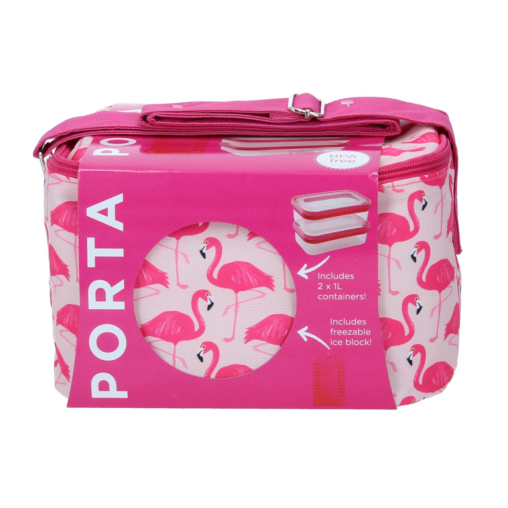 Ladelle Lunchbox Porta Lunchset Flamingo Fun Kühlakku 2 Vorratsdosen, (1-tlg)