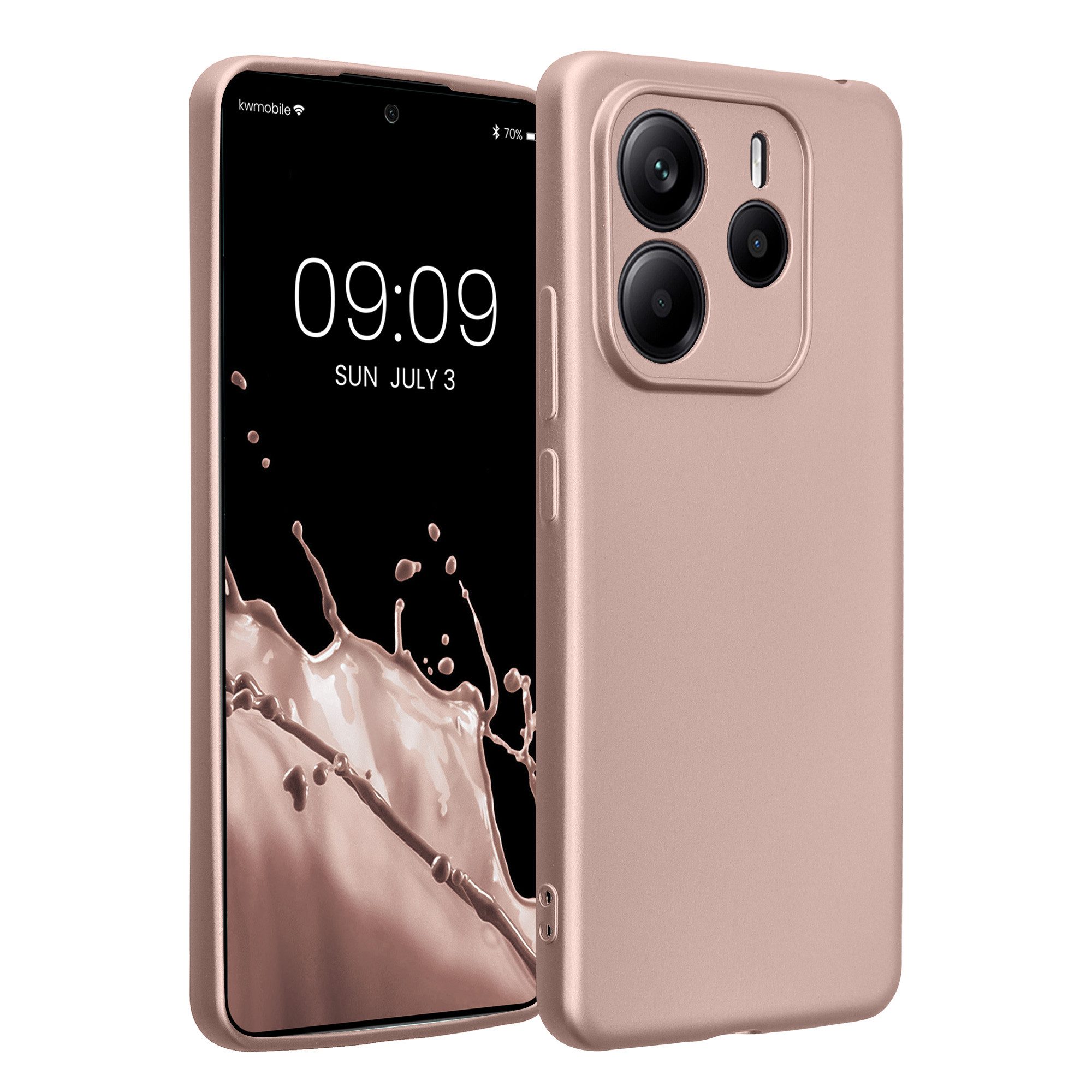 kwmobile Handyhülle Handyhülle für Xiaomi Redmi Note 14 5G (Nicht für 4G) Hülle, weiche Silikon Case metallisch schimmernd - Schutzhülle Cover
