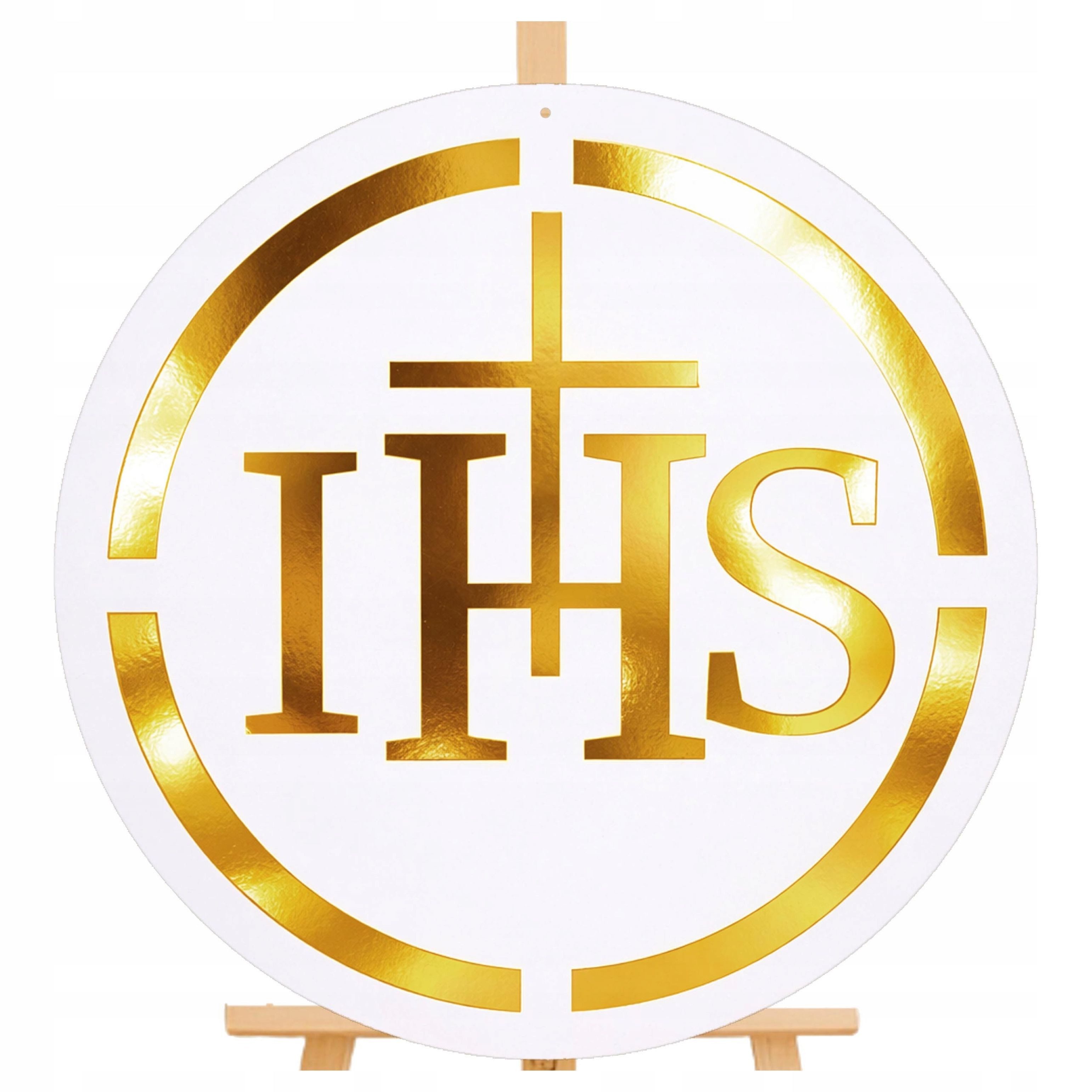 Festivalartikel Kommunionskarte Kommunion Schild IHS 50cm Gold Weiß Deko Erstkommunion