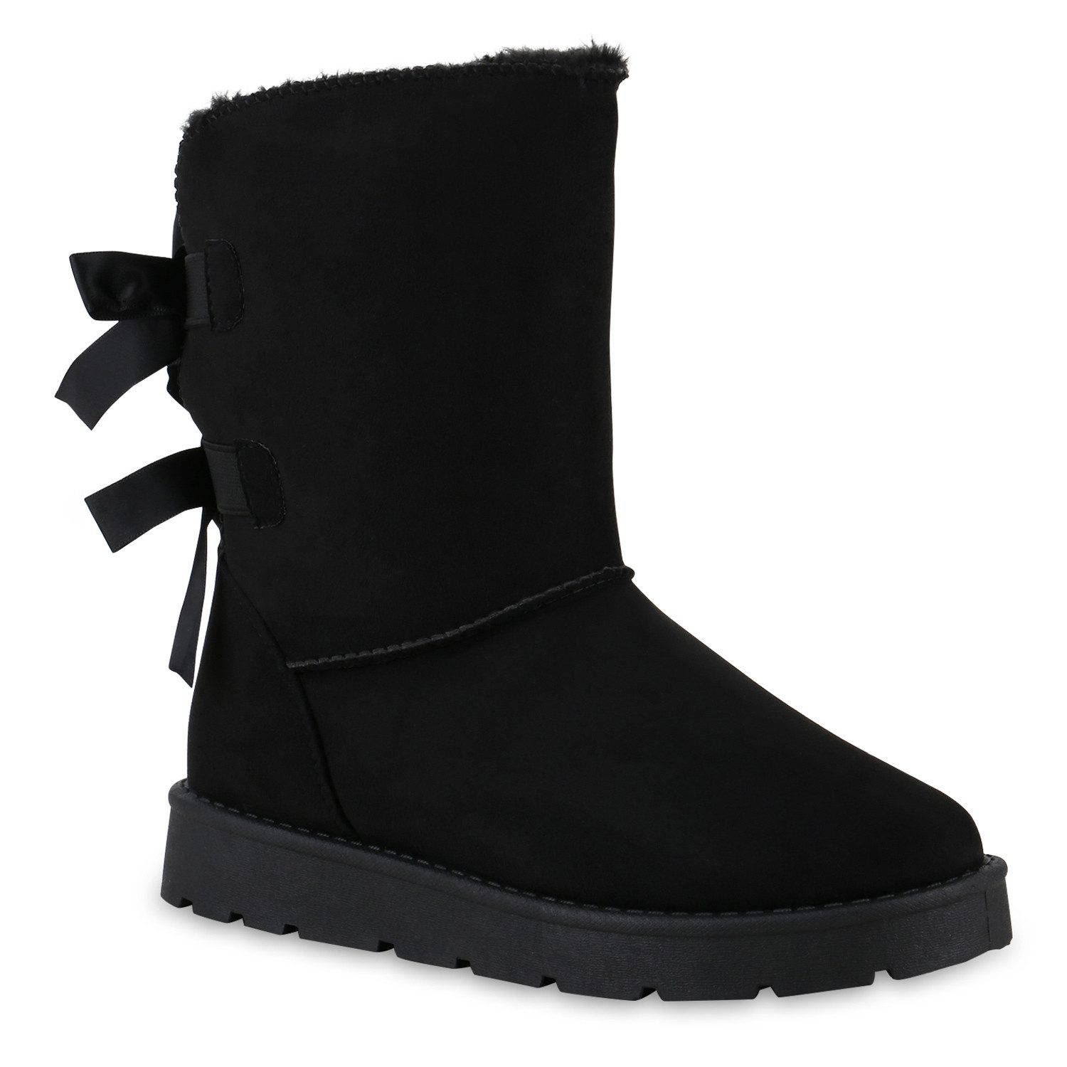 VAN HILL 841501 Winterstiefelette Damen Warm Gefütterte Winter Boots Stiefeletten Schleifen