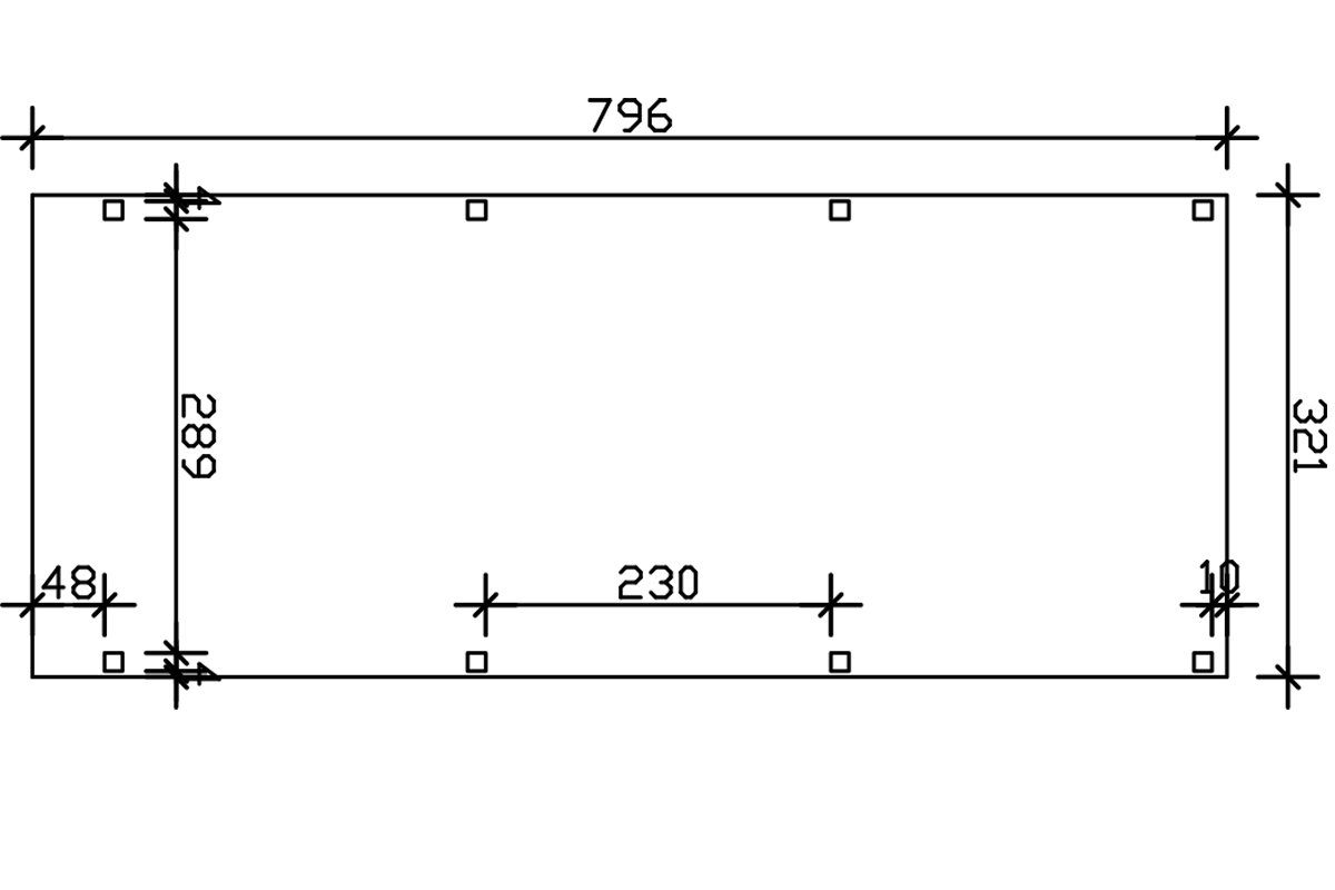 Skanholz Einzelcarport Grunewald, BxT: 321x796 mit Einfahrtshöhe, EPDM-Dach cm, cm 289