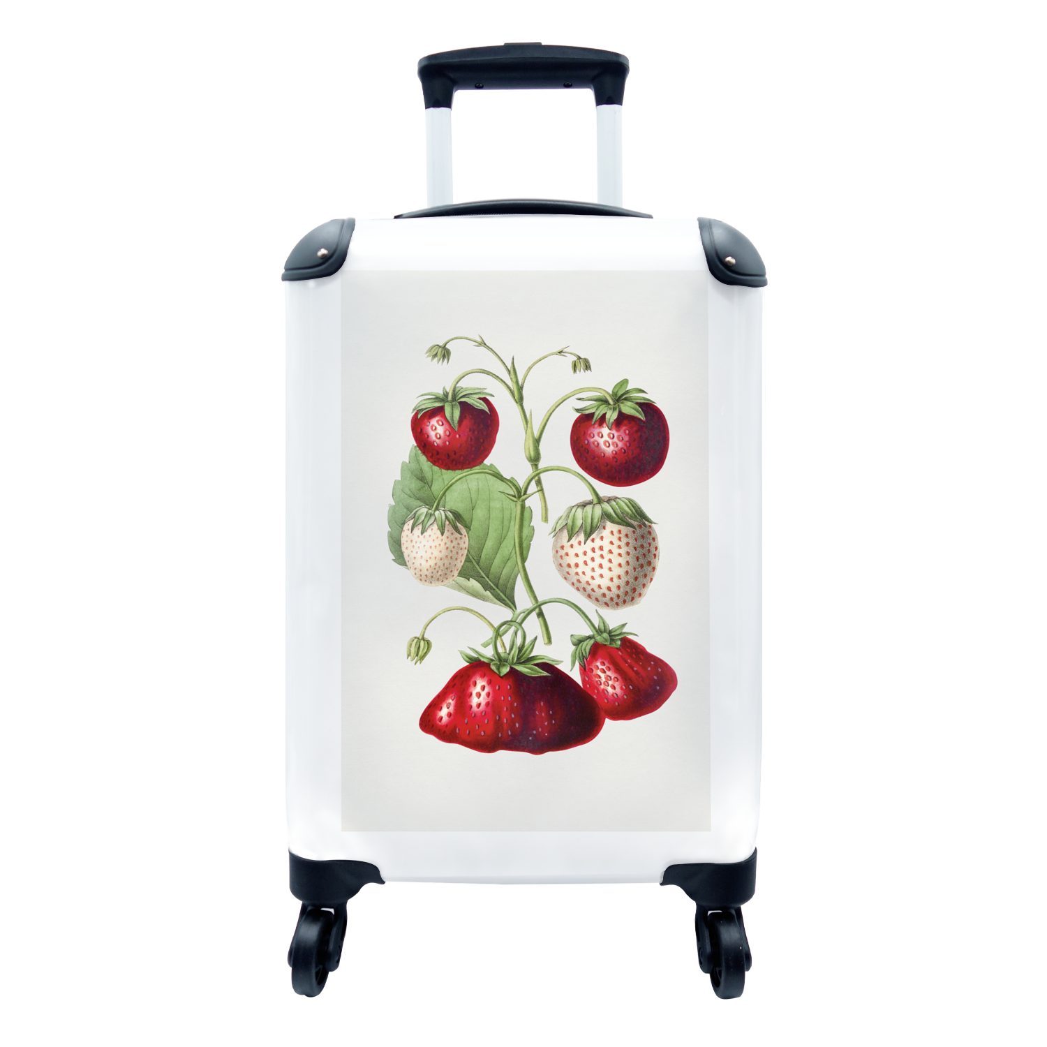 MuchoWow Handgepäckkoffer Erdbeere - Reisetasche Reisekoffer Ferien, - Rollen, Trolley, rollen, Obst Handgepäck 4 Lebensmittel, für mit