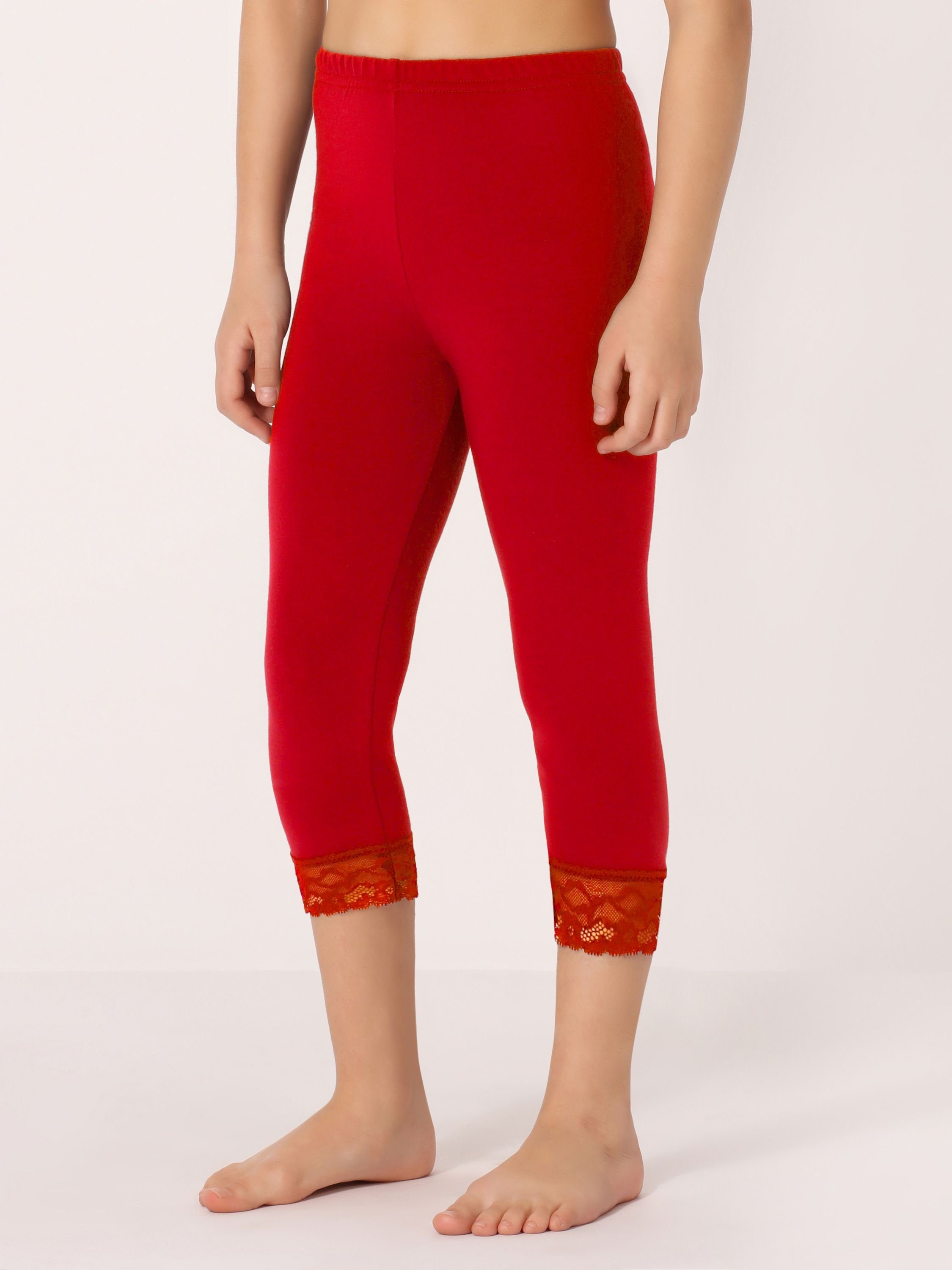Capri Leggings Rot Style Bund (1-tlg) MS10-293 3/4 Mädchen elastischer Merry Leggings