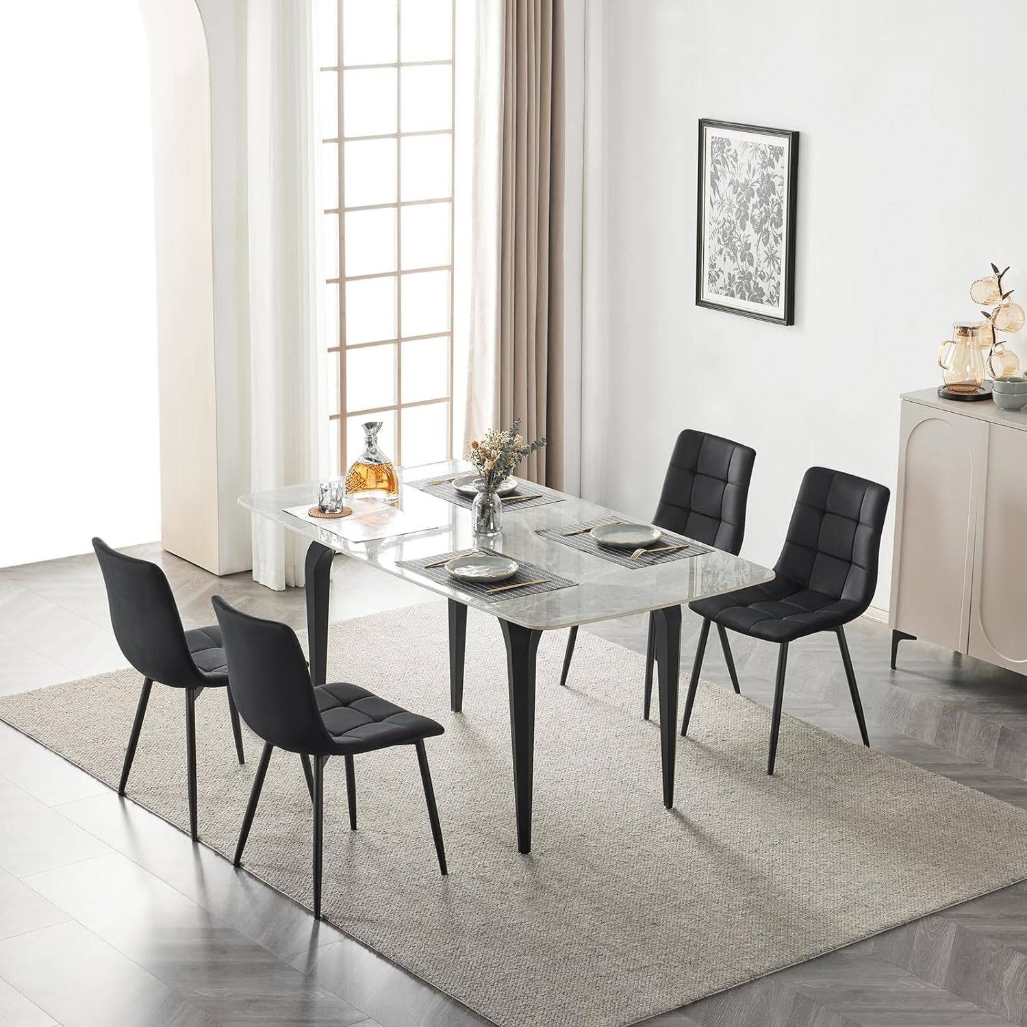 EUGAD Esszimmerstuhl (4 St), Polsterstuhl, mit Samtbezug, Metallbeine günstig online kaufen