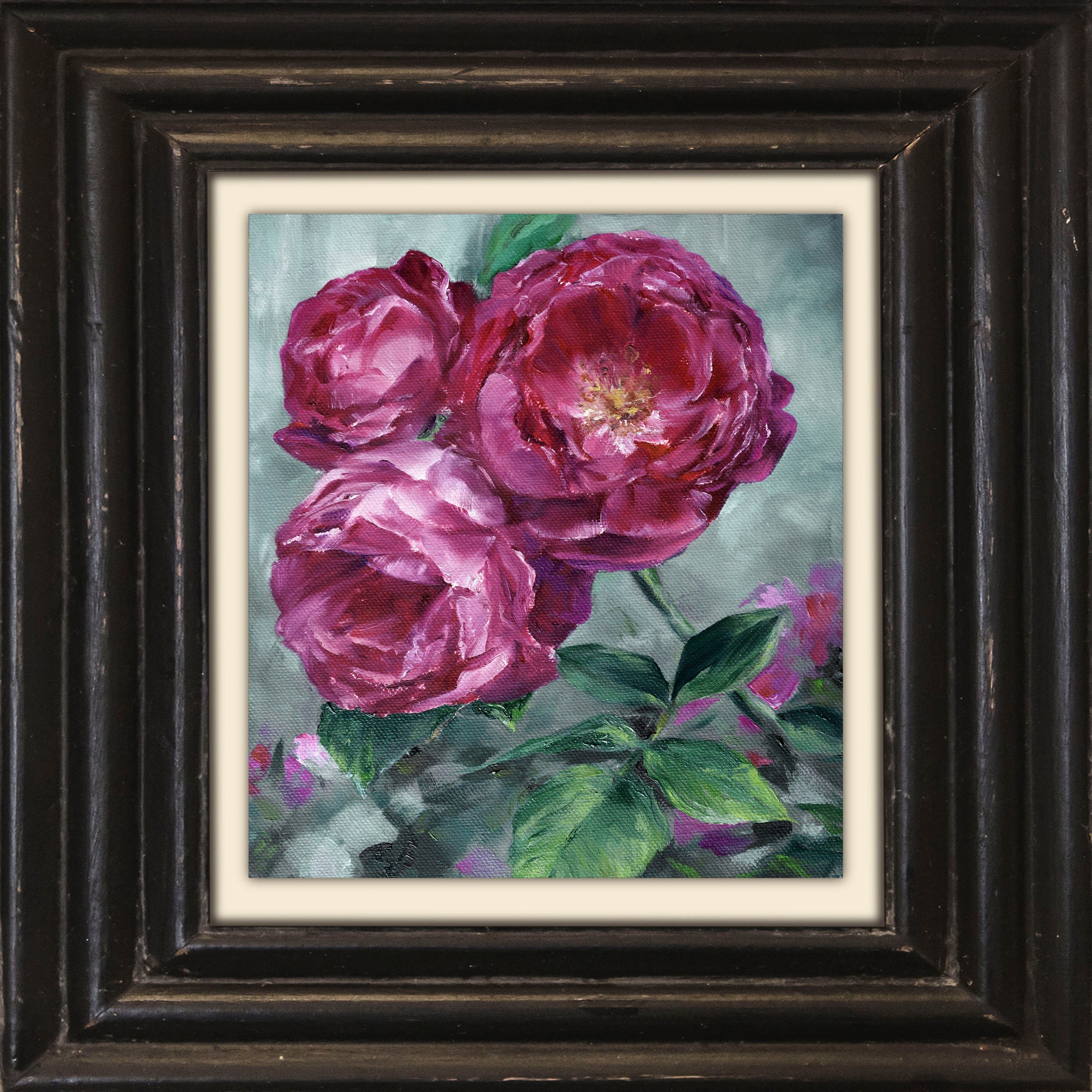 queence Leinwandbild Pfingstrosen, Blumen, Blumenbilder, Garten, Gartenbilder, Kunst, Stillleben, Premium-Leinwandstoff, Handarbeit aus Deutschland, 40x40cm
