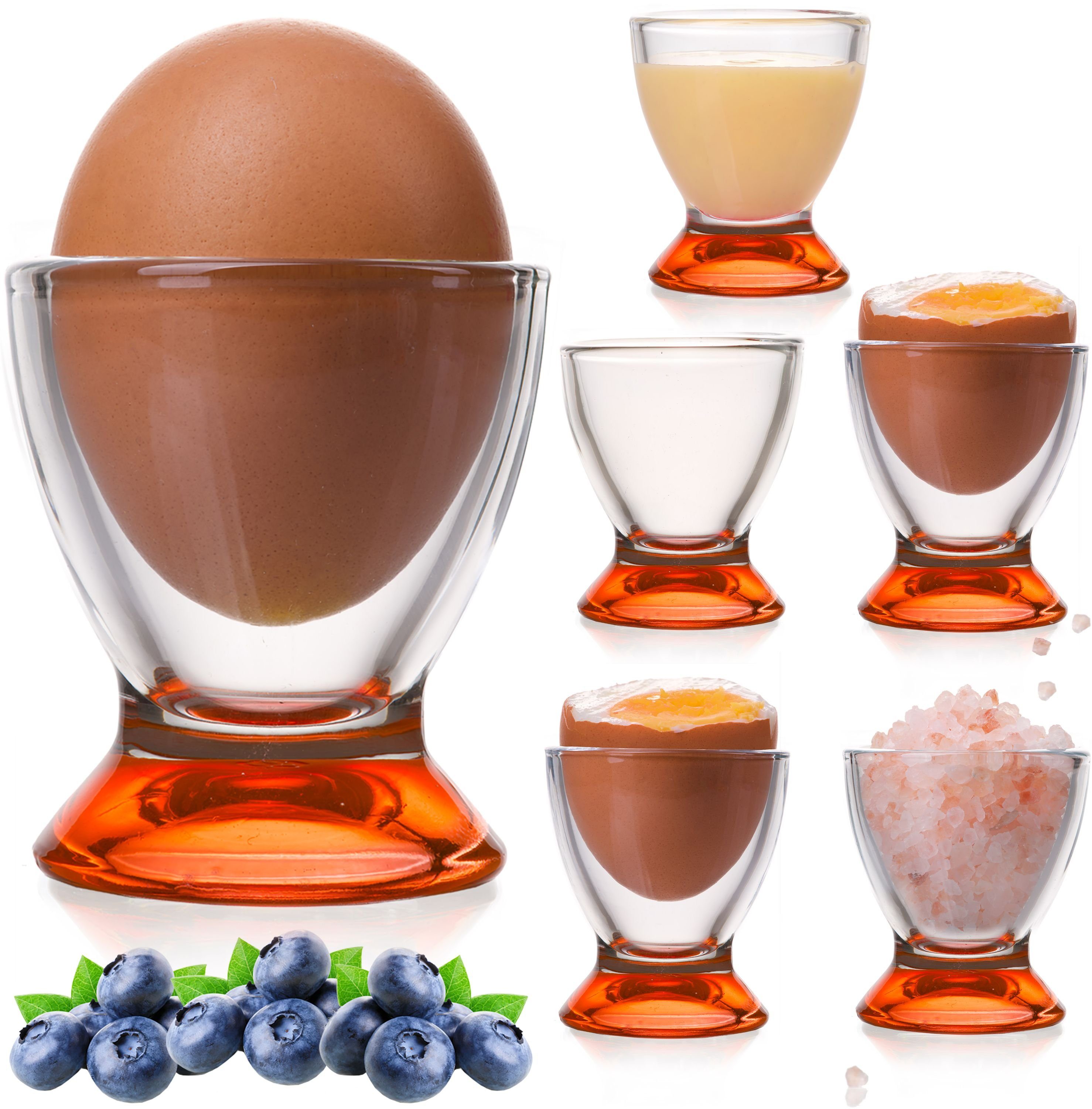 PLATINUX Eierbecher Orangene Eierbecher, (6 Stück), Eierständer Eierhalter Frühstück Egg-Cup Brunch Geschirrset