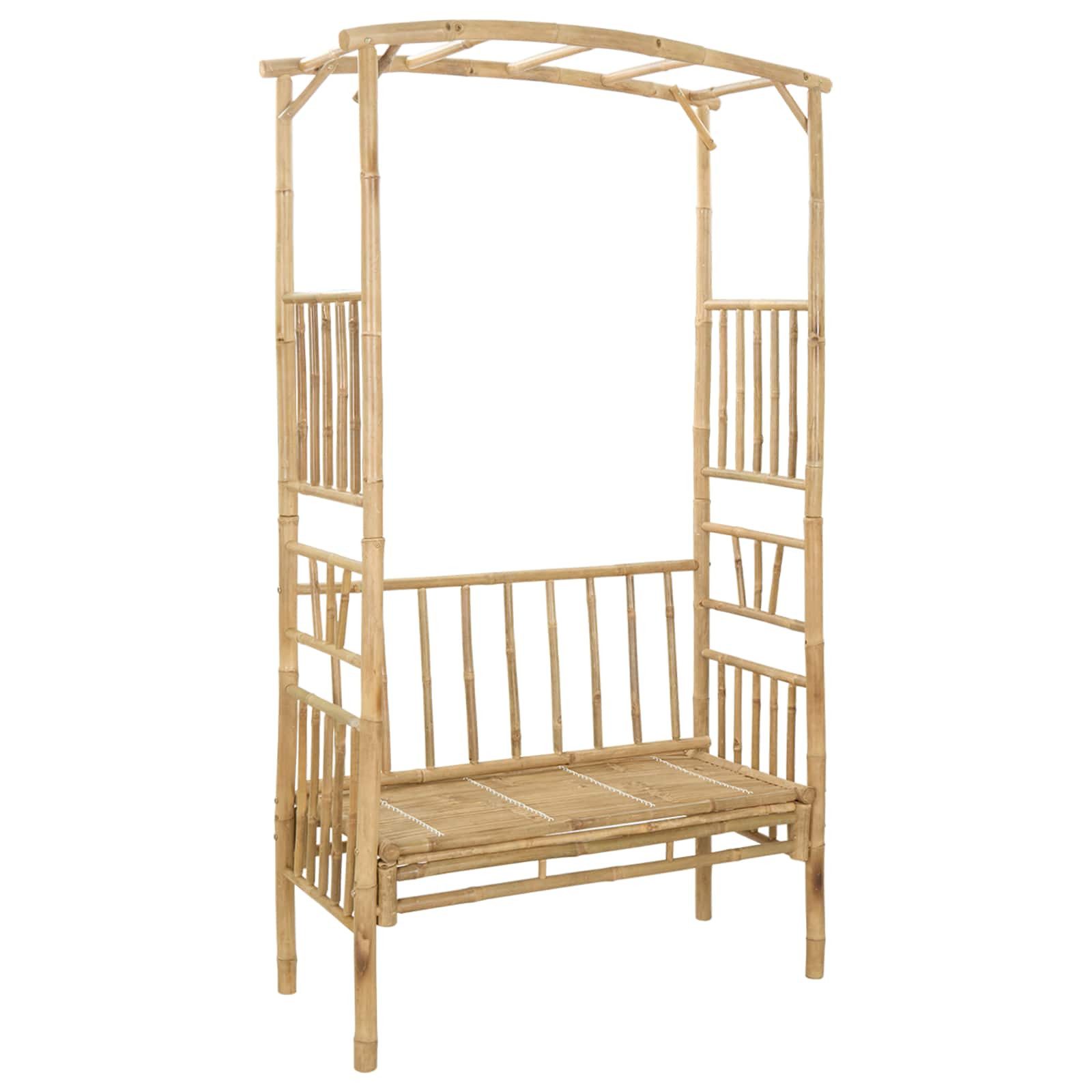 vidaXL Pergola Gartenbogen mit Bank Natur 115 x 50 x 205 cm Bambus, (1-tlg)
