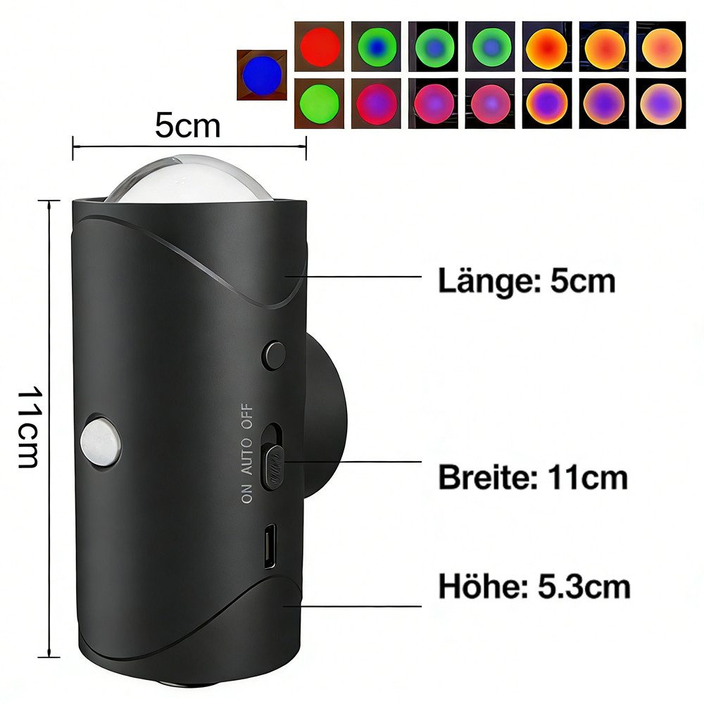 PRIISF LED Würfel Akku Wandleuchte mit Bewegungsmelder Wandlampe RGB Up Down Wandlicht, USB-Wiederaufladbare, Batterie Batteriebetrieben Flur Treppen Wandbeleuchtung, RGB Farbwechsel, Innen Strahler Leuchten für Treppe, Flur, Wohnzimmer, Schlafzimmer