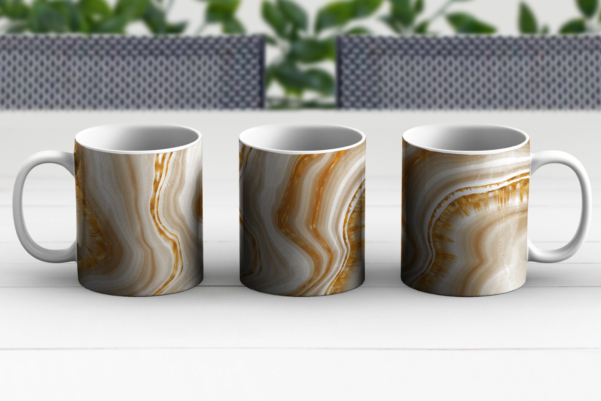 MuchoWow - Gold Muster, Keramik, Becher, Tasse Geschenk Marmor - Teetasse, Kaffeetassen, Teetasse,