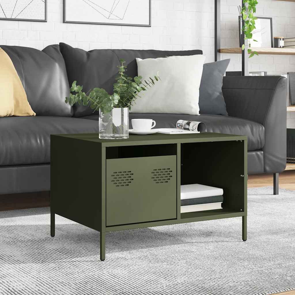 vidaXL Couchtisch Couchtisch Olivgrün 68,5x50x43,5 cm Kaltgewalzter Stahl ( günstig online kaufen