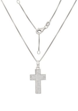 Firetti Kette mit Anhänger Schmuck Geschenk Silber 925 Halsschmuck Halskette Venezianer Kreuz, mit Zirkonia (synth)
