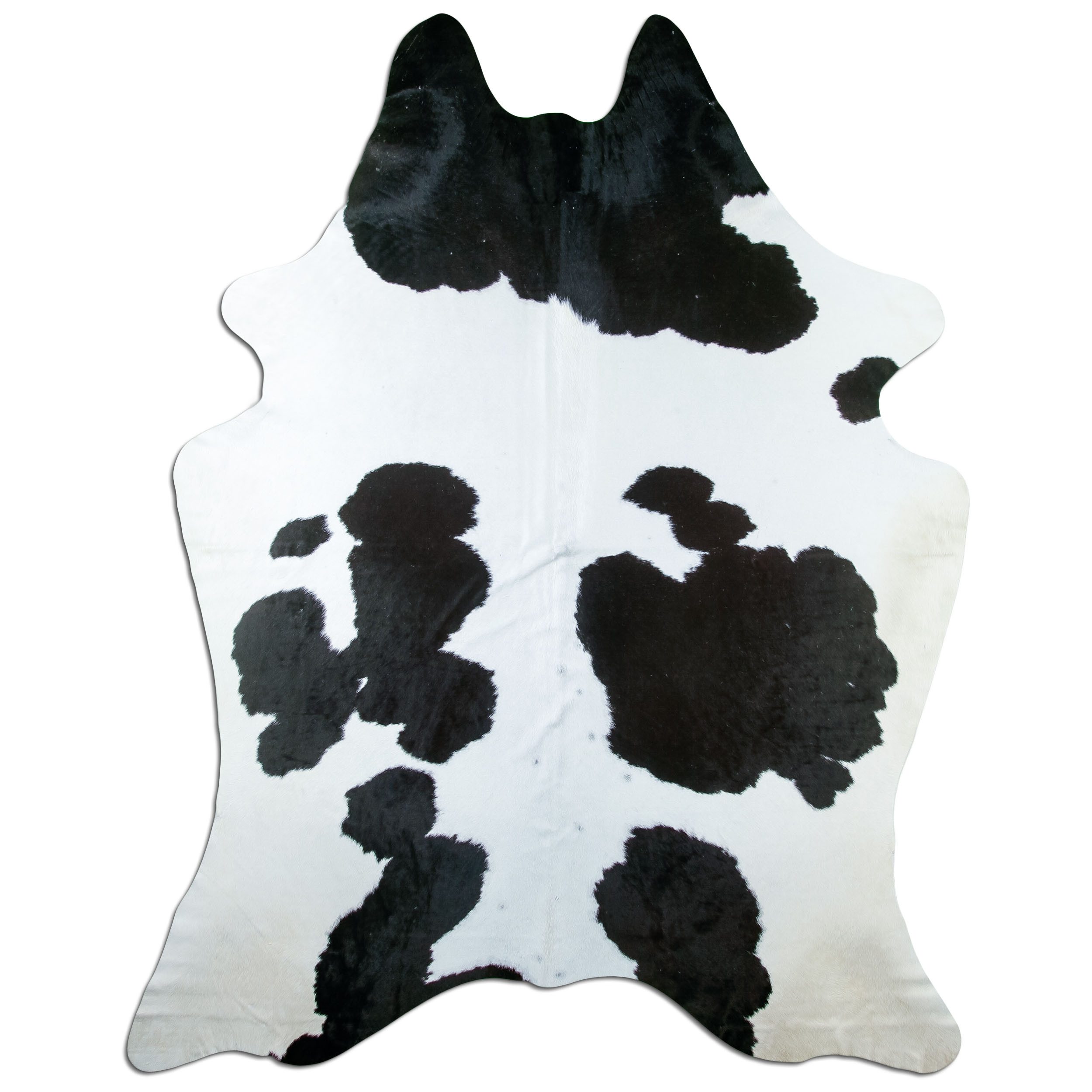 Livorio Fellteppich L253 x B190 cm - schwarz weiß, Kuhfell, Premium Kuhfell Teppich, Rinderfell, Echtfell, black and white