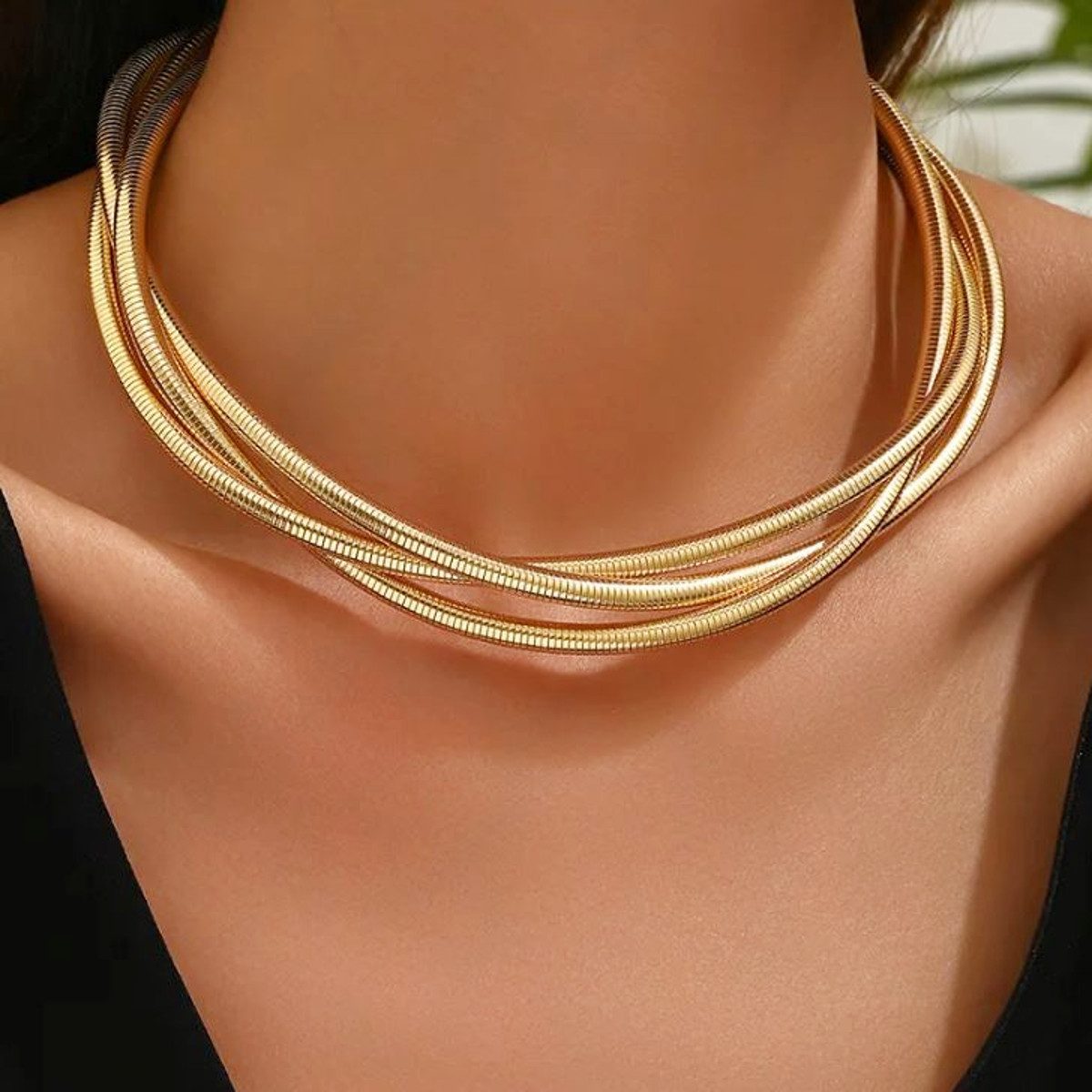 KARMA Choker Gold oder Silber 40 cm Halskette Damen Damenschmuck modern (Geschenk für Sie), Damenhalskette Damenhalsschmuck Damenchoker