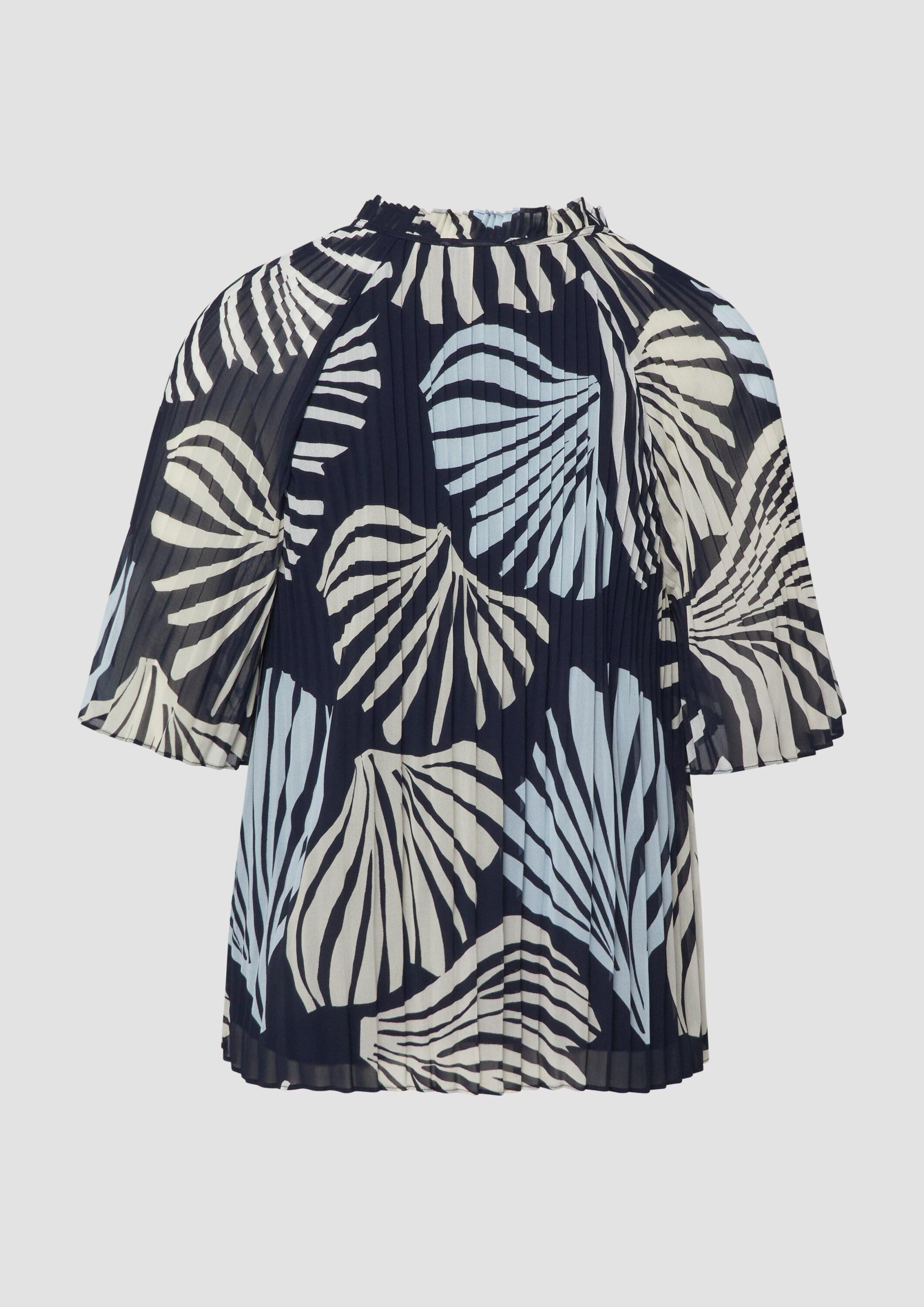 s.Oliver Kurzarmbluse Bluse Festliche Chiffon-Bluse mit Plissee und Rüschen