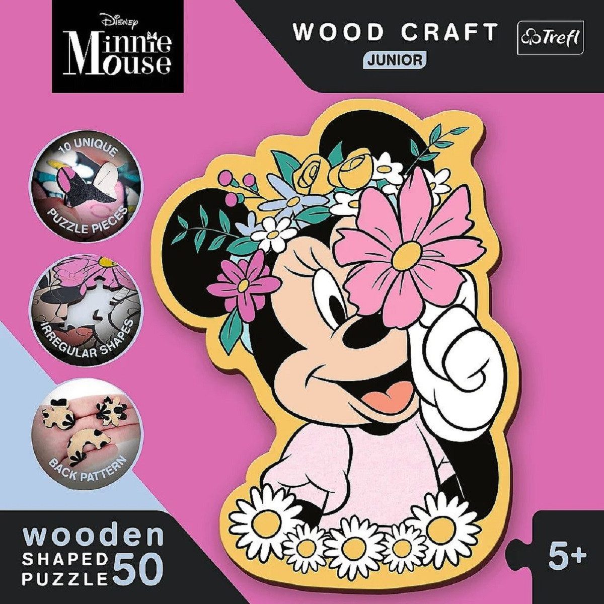 Disney Minnie Mouse Puzzle 50 Teile Holzpuzzle Bunte Disney-Deko für kleine Puzzler, Puzzleteile