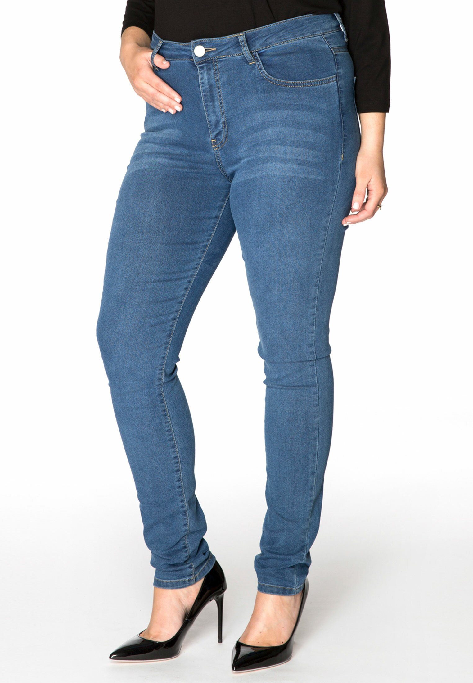 YOEK Bootcuthose Damen Slim-fit-Jeans Große Größen
