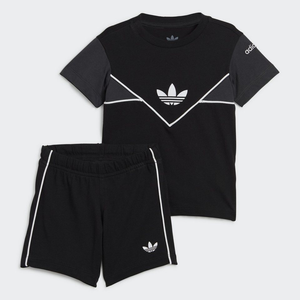 adidas Originals Trainingsanzug ADICOLOR SHORTS UND T-SHIRT SET, Oberteil:  gerippter Rundhalsausschnitt