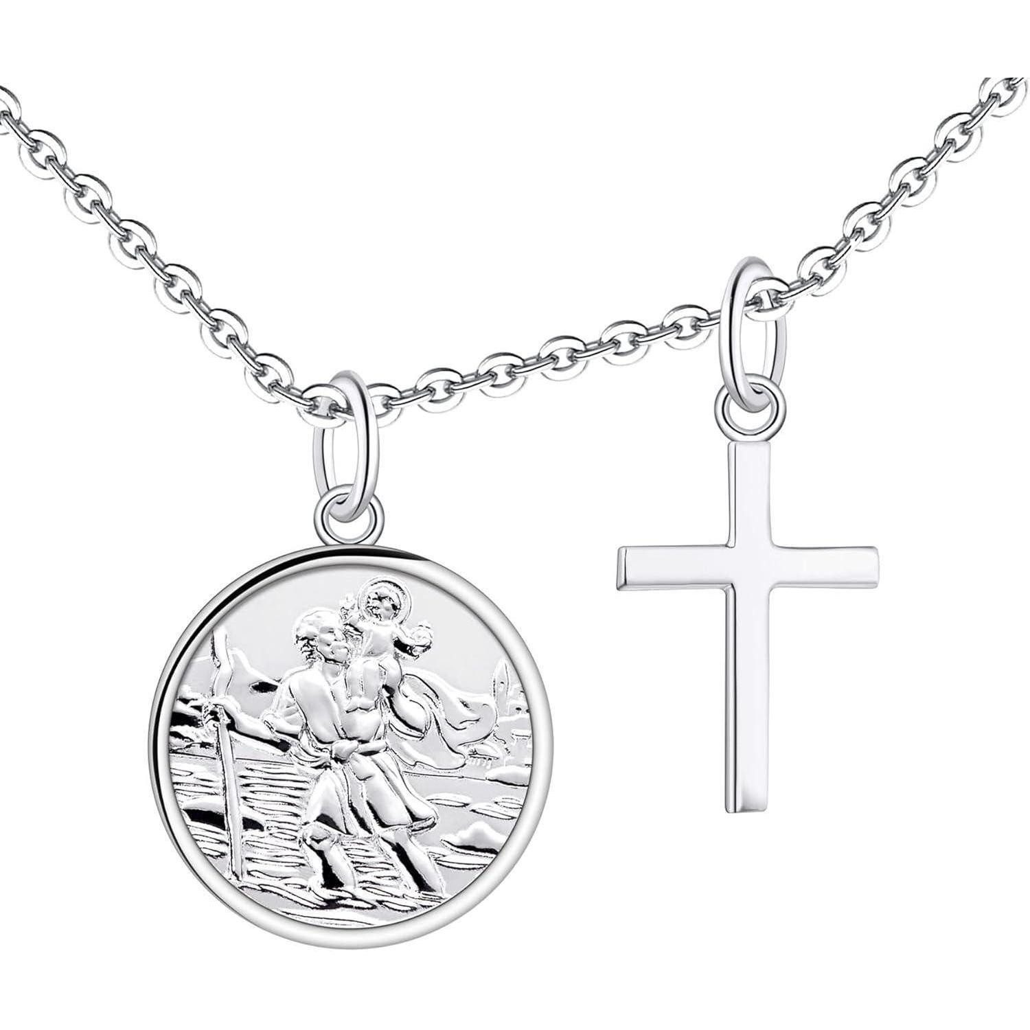 LuxusKollektion Kette mit Anhänger Heiliger Christophorus Kette 925 Silber Religiöser Schmuck für Herren