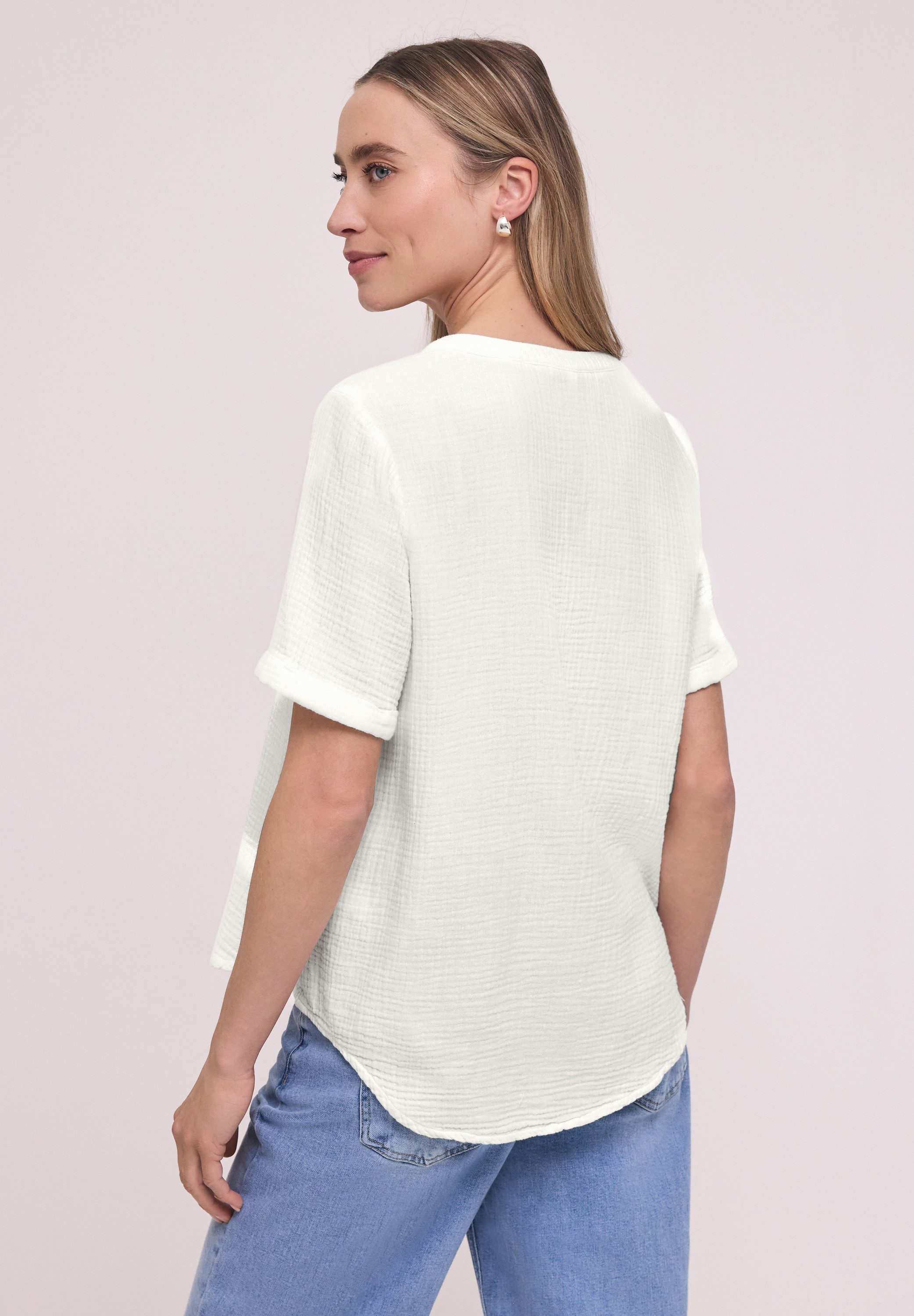 STREET ONE Kurzarmbluse aus reiner Baumwolle