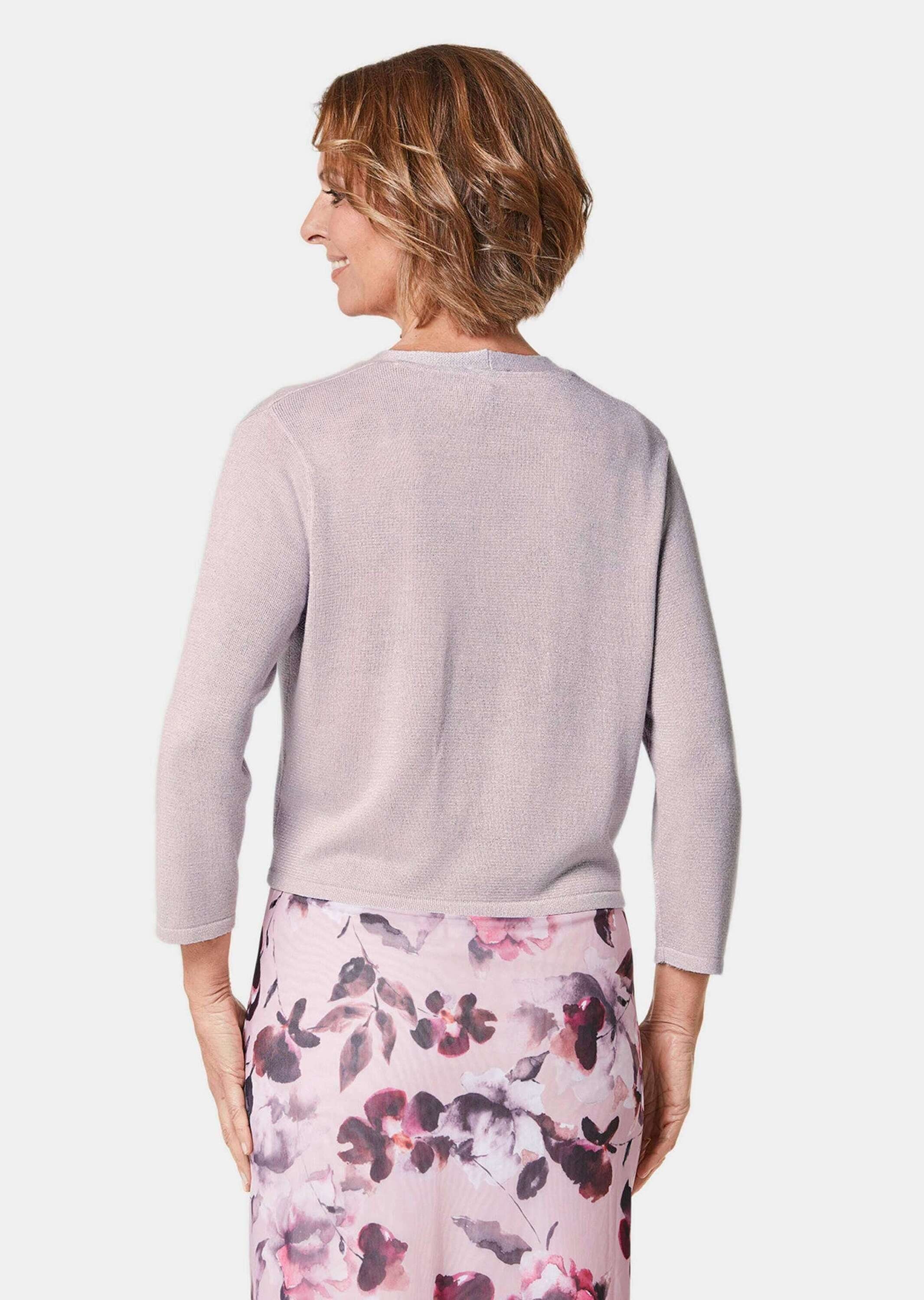GOLDNER Strickjacke Strick-Bolero mit Glanzgarn, leicht Unifarbenes Design mit besonderem Kragenabschluss