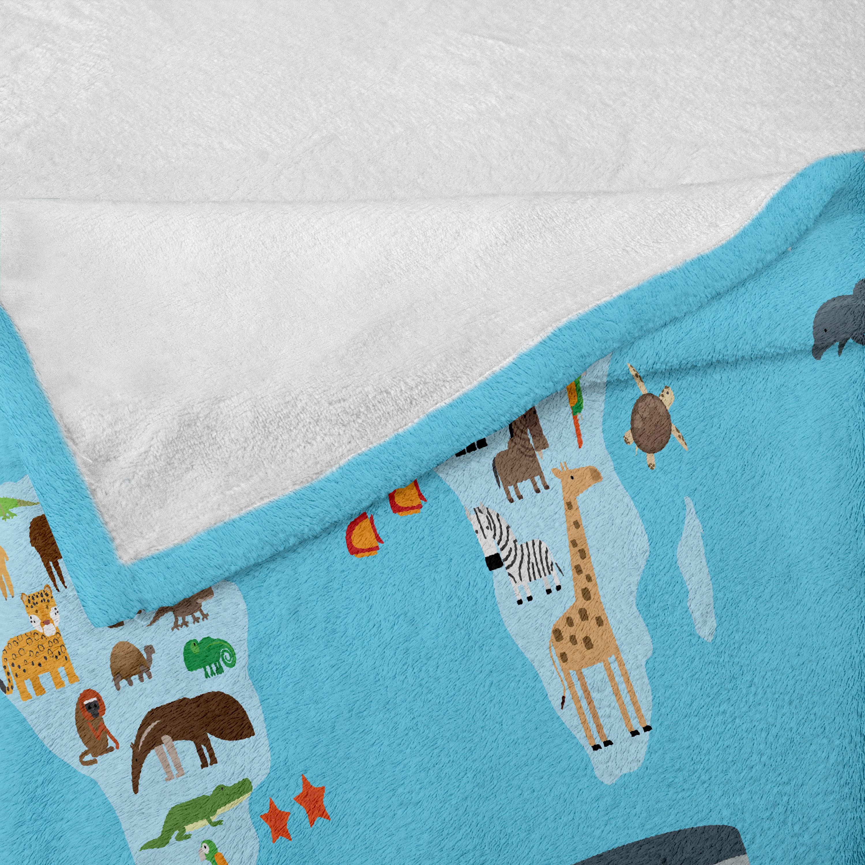 Wohndecke Gemütlicher Plüsch für den Innen- und Außenbereich, Abakuhaus, Erdkunde Führer Tiere Weltkarte