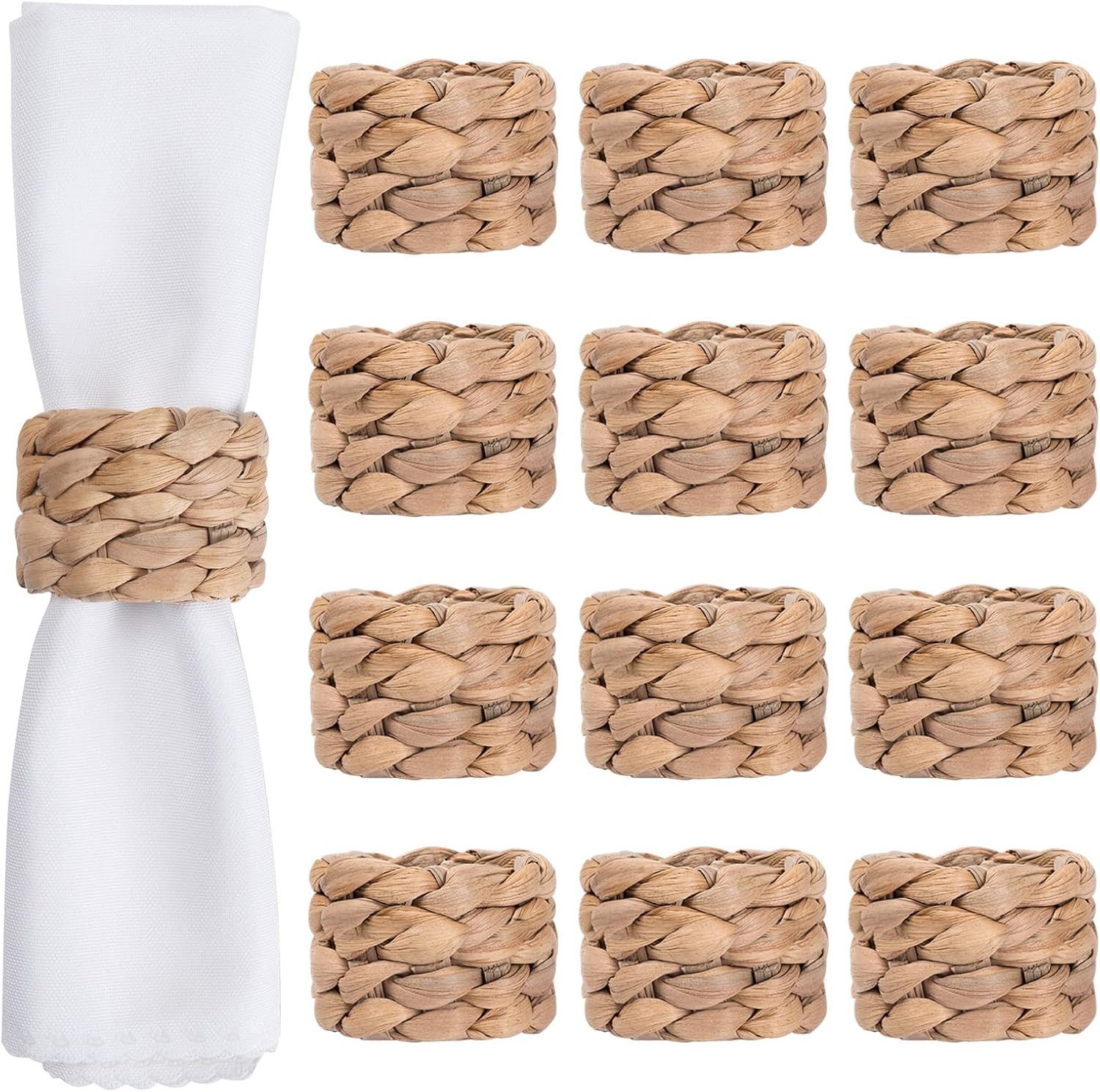FELIXLEO Serviettenring Serviettenringe 12er Set Wasserhyazinthe handgefertigt Party Hochzeit, (1-tlg)