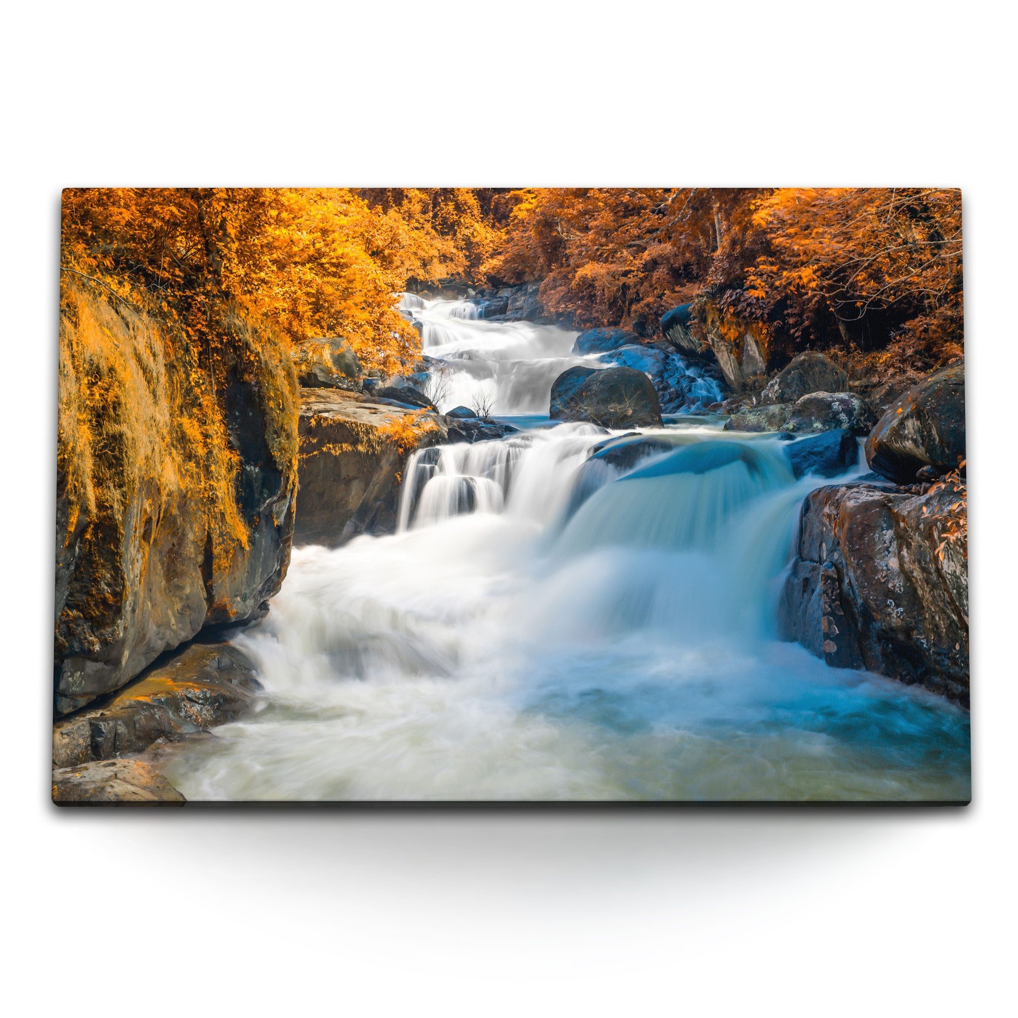 Leinwandbild 120x80cm Wandbild auf Leinwand Wasserfall im Dschungel Grün Tropisch F